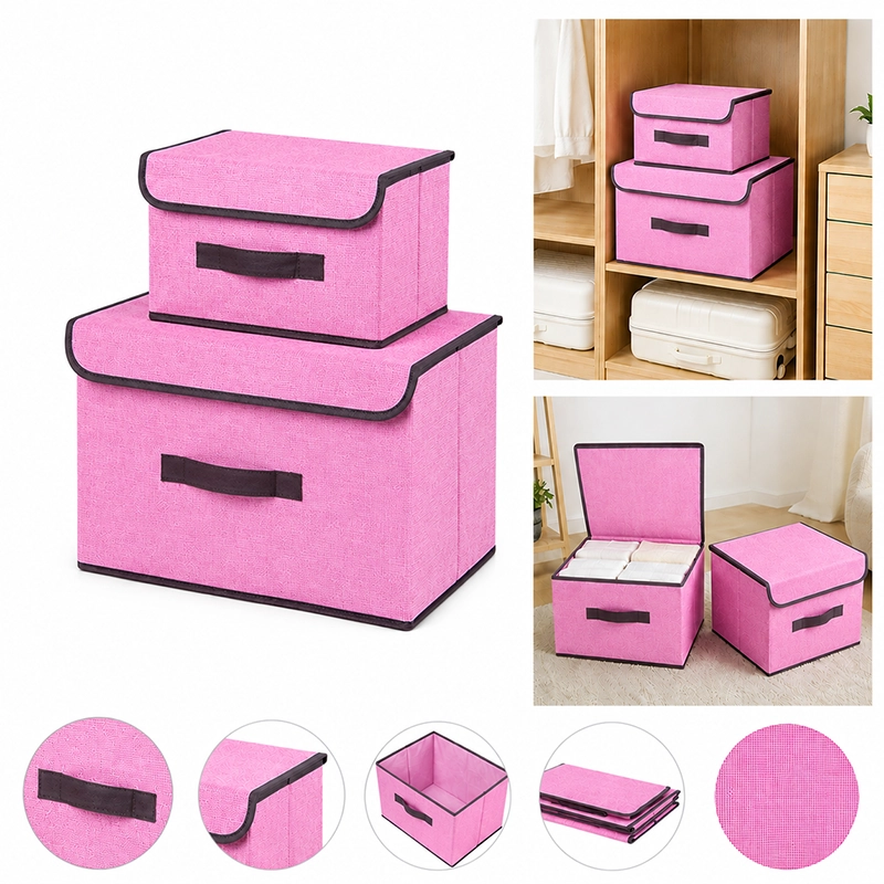 Cesto organizador 37x28x12cm de poliéster color rosa