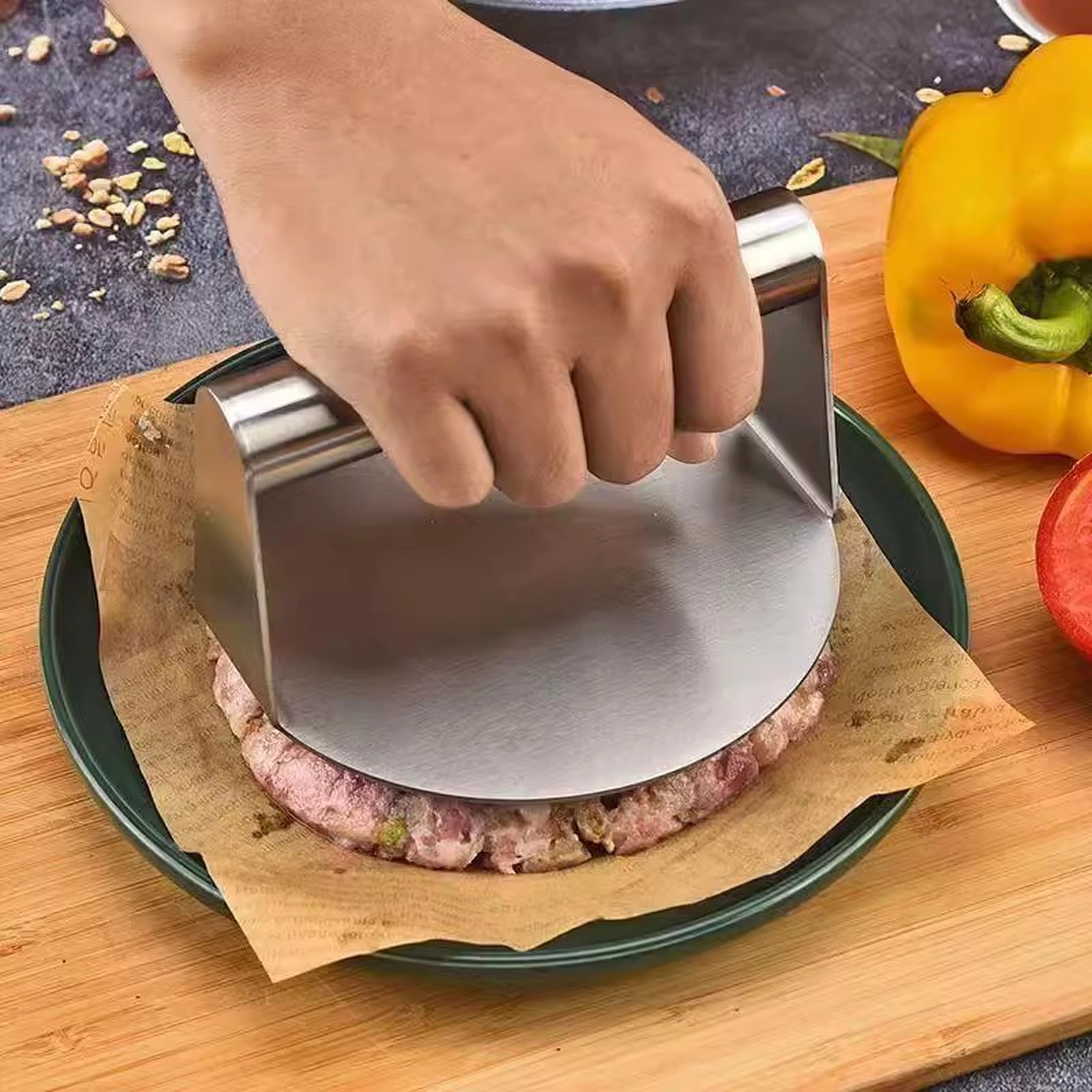 Aplastador Redondo de Carne para Preparar Alimentos de Acero Inoxidable 410 Natural 10.7 x 5.3 cm image 1