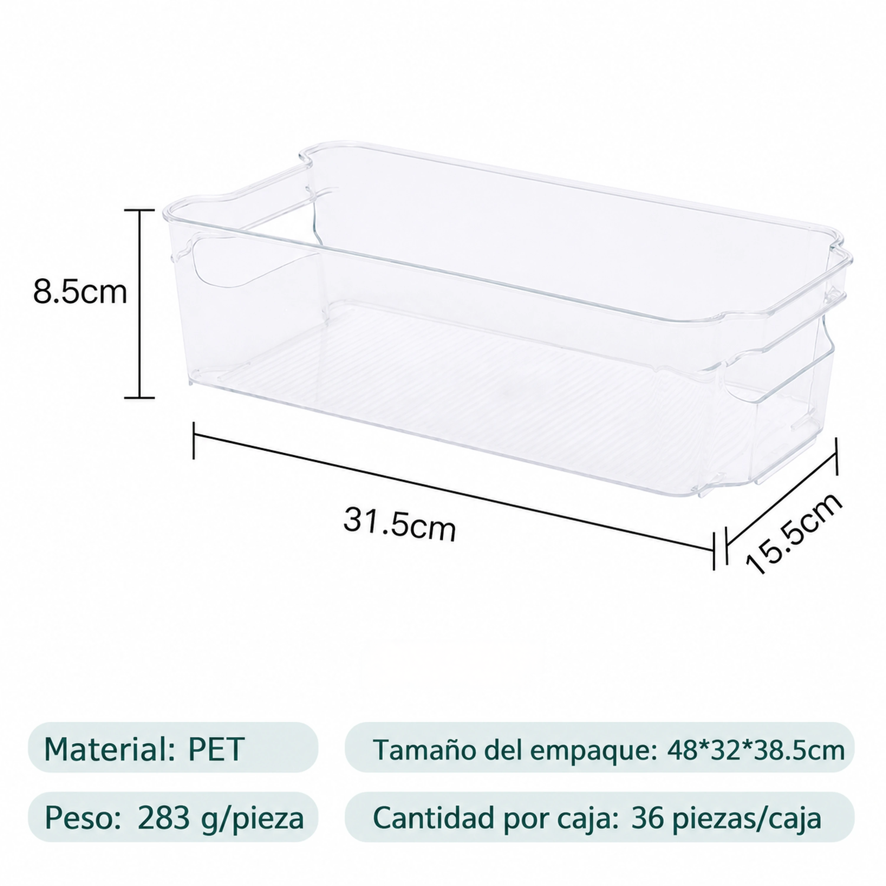 Caja organizadora 31.5*15.5*8.5cm PET Transparente image 2