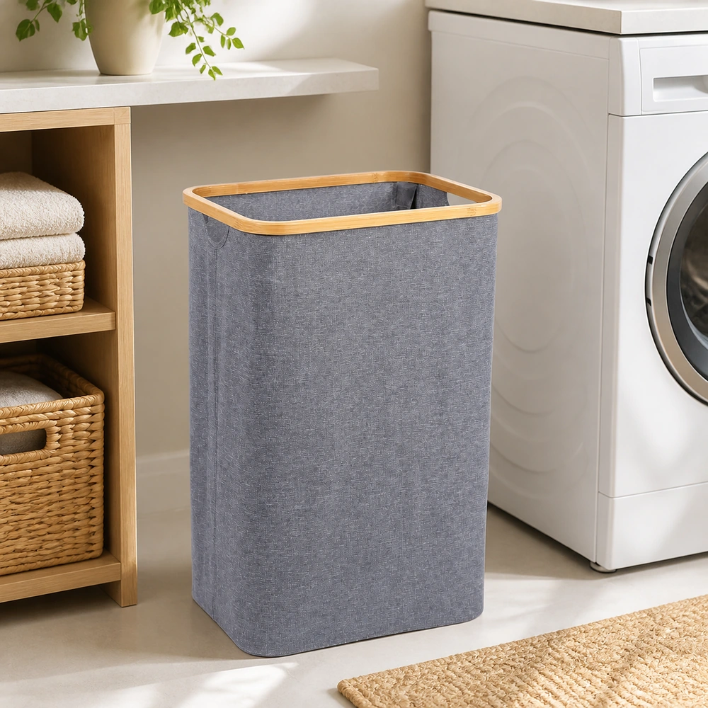 Cesto de ropa sucia 40×30×60 cm de poliéster para baño