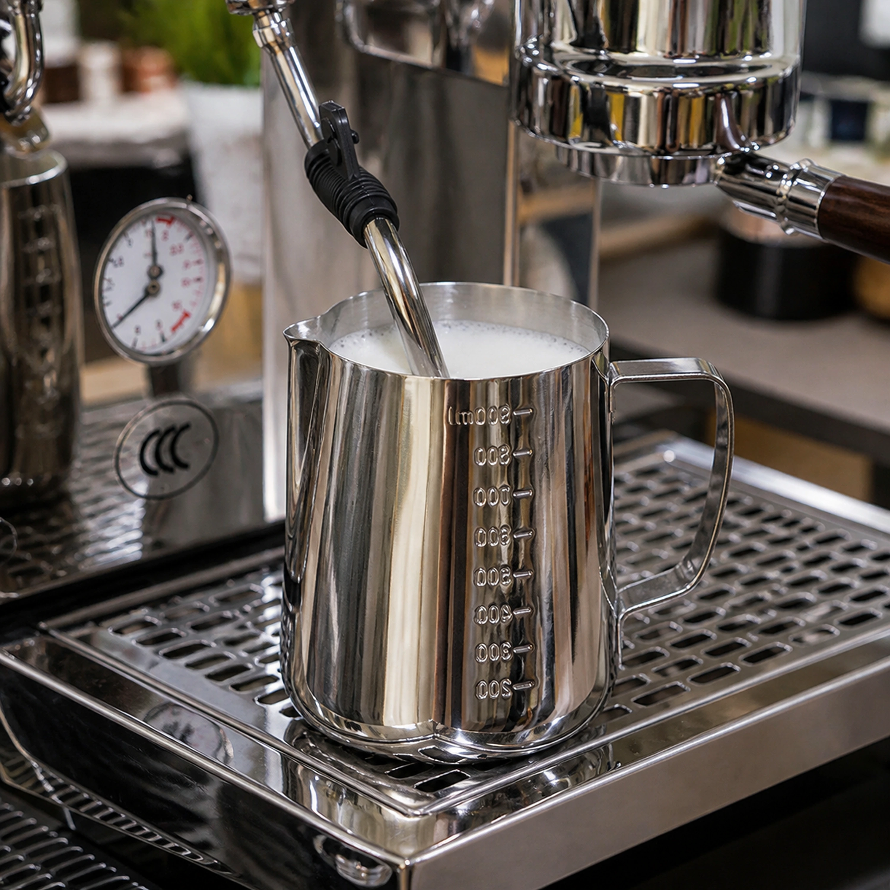 Jarra espumadora acero inoxidable para latte art graduada