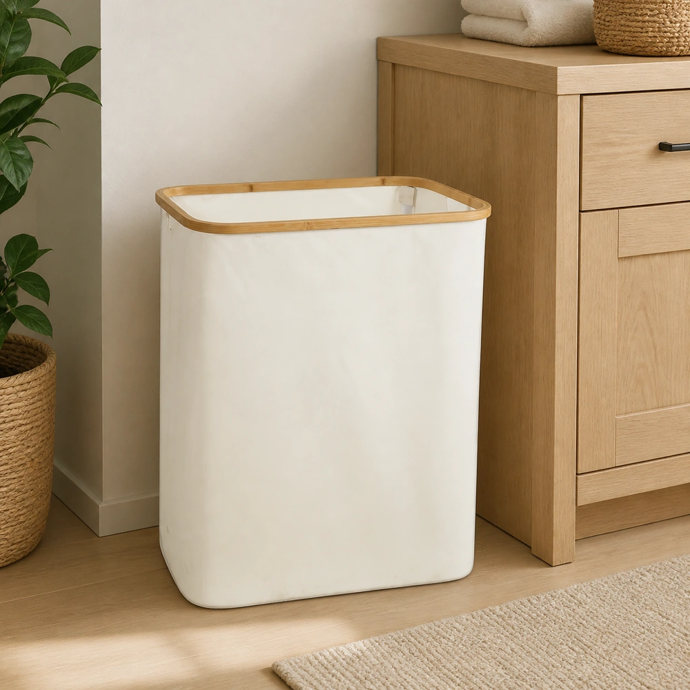 Cesto de ropa sucia 57×37×67 cm de poliéster para baño