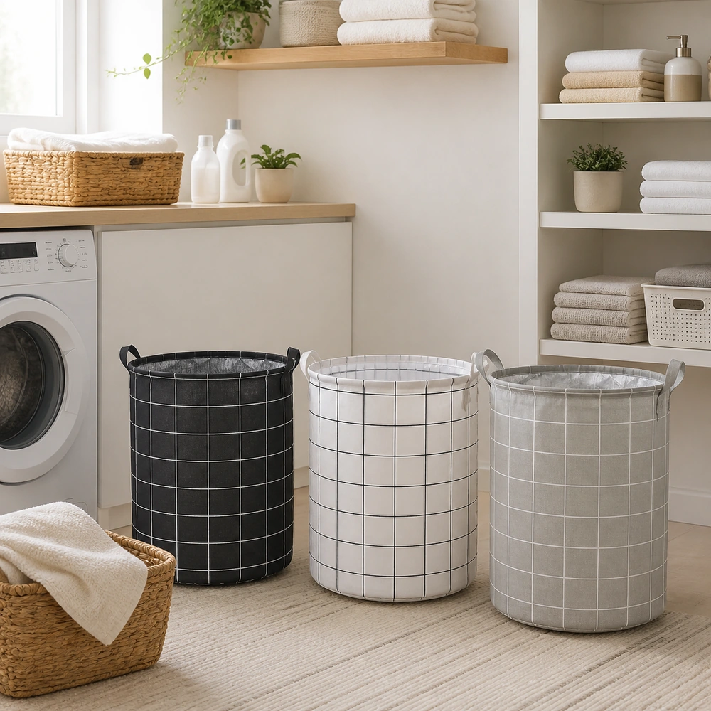 Cesto de ropa sucia 40×50 cm de poliéster para baño