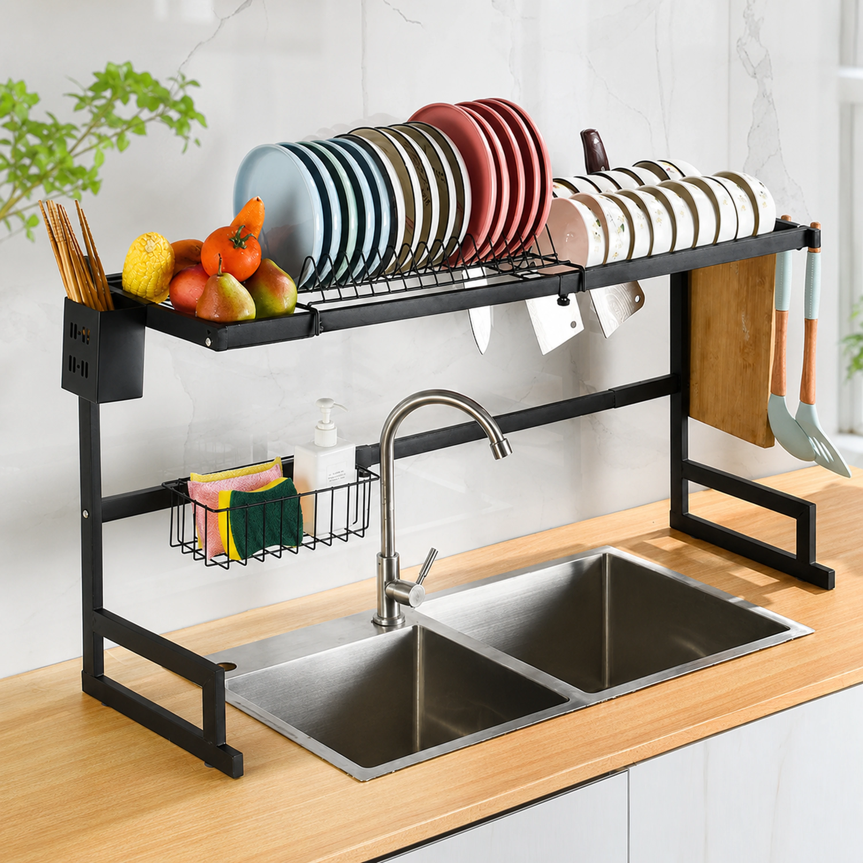 Organizador de Platos de Cocina de Acero al Carbono Negro 65.5 x 49 x 33.5 cm image 1