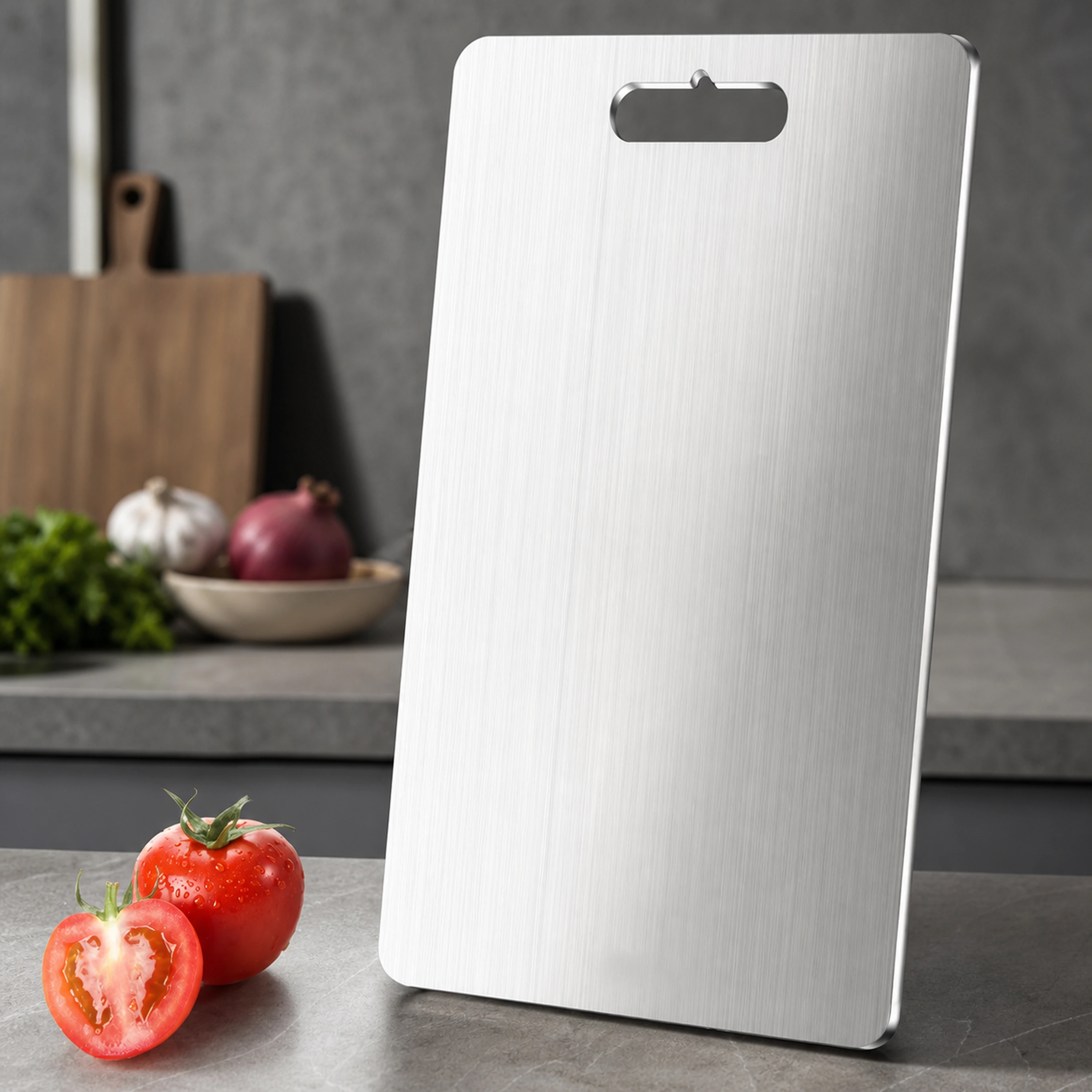 Tabla de Cortar para Preparar Alimentos de Acero Inoxidable image 1
