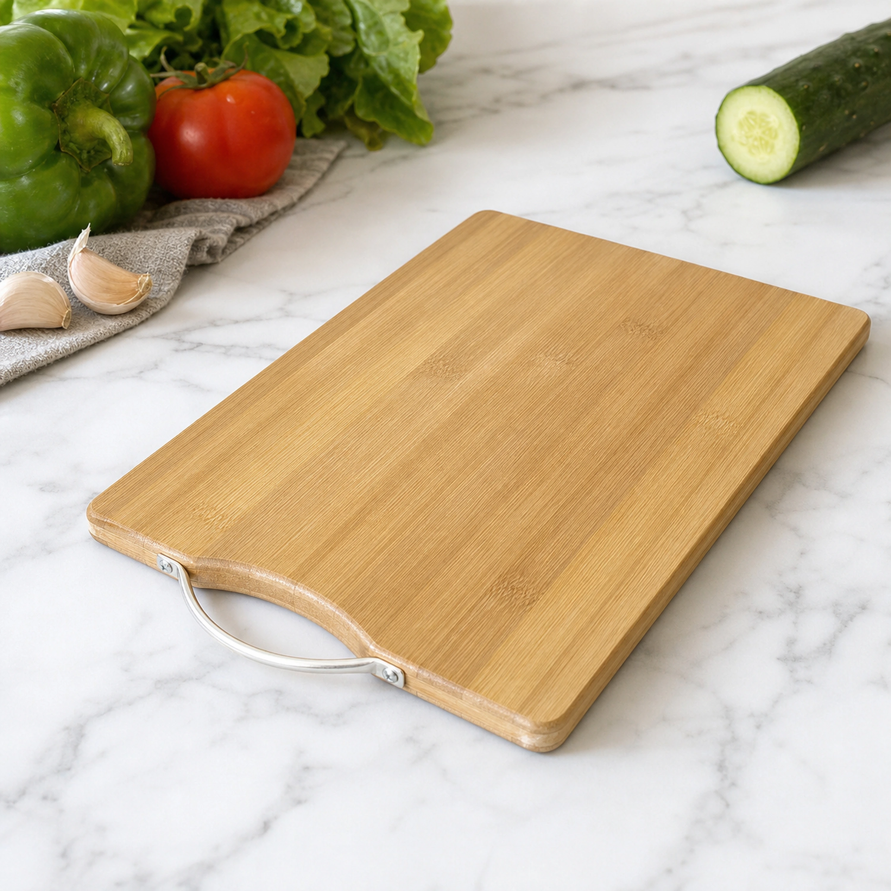 Tabla de Cortar Artesanal para Preparar Alimentos de Bambú y Madera 22 x 32 x 1.8 cm image 1