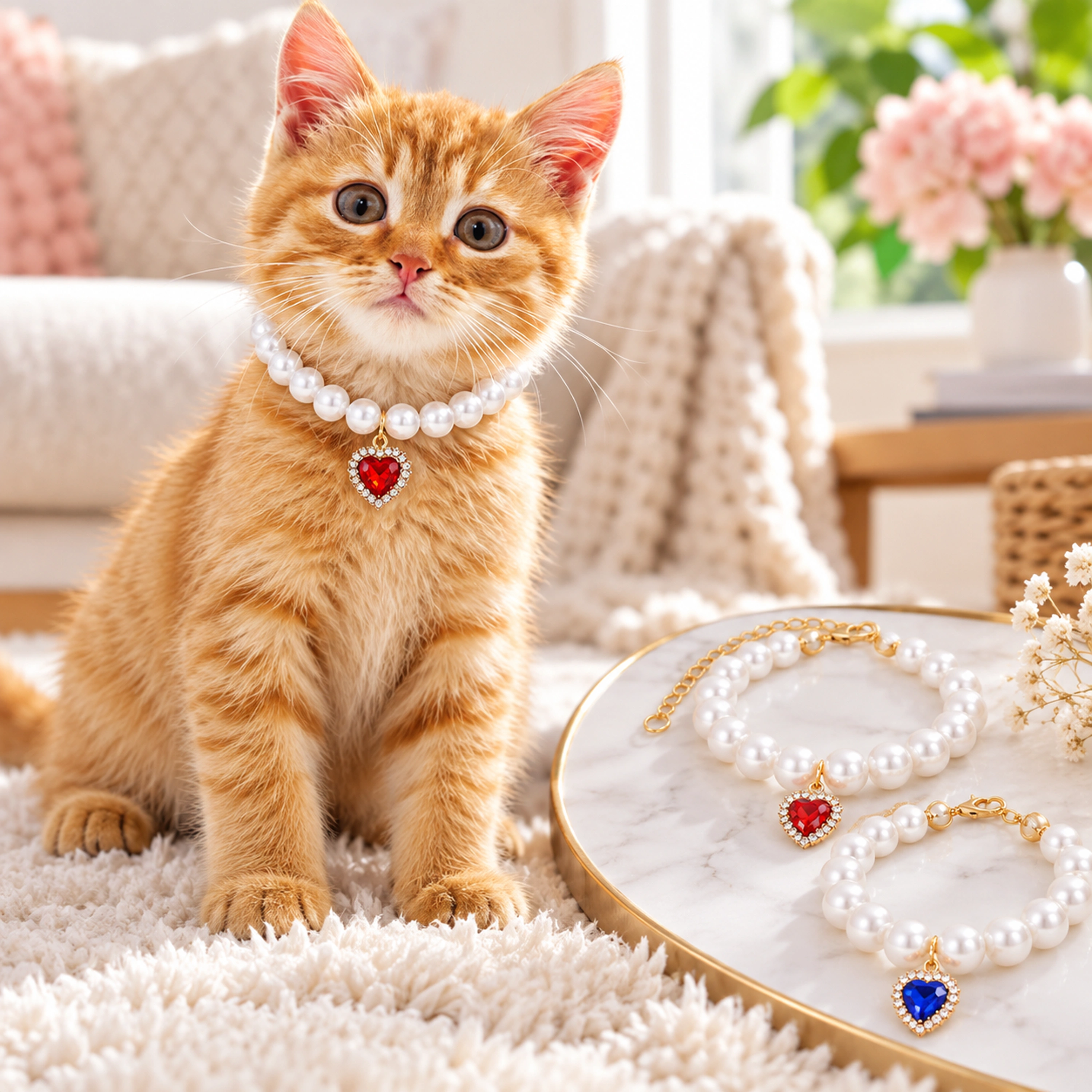 Collar de Perlas para Mascotas de Plástico, con Diseño de Princesa, Varios Diseños image 1