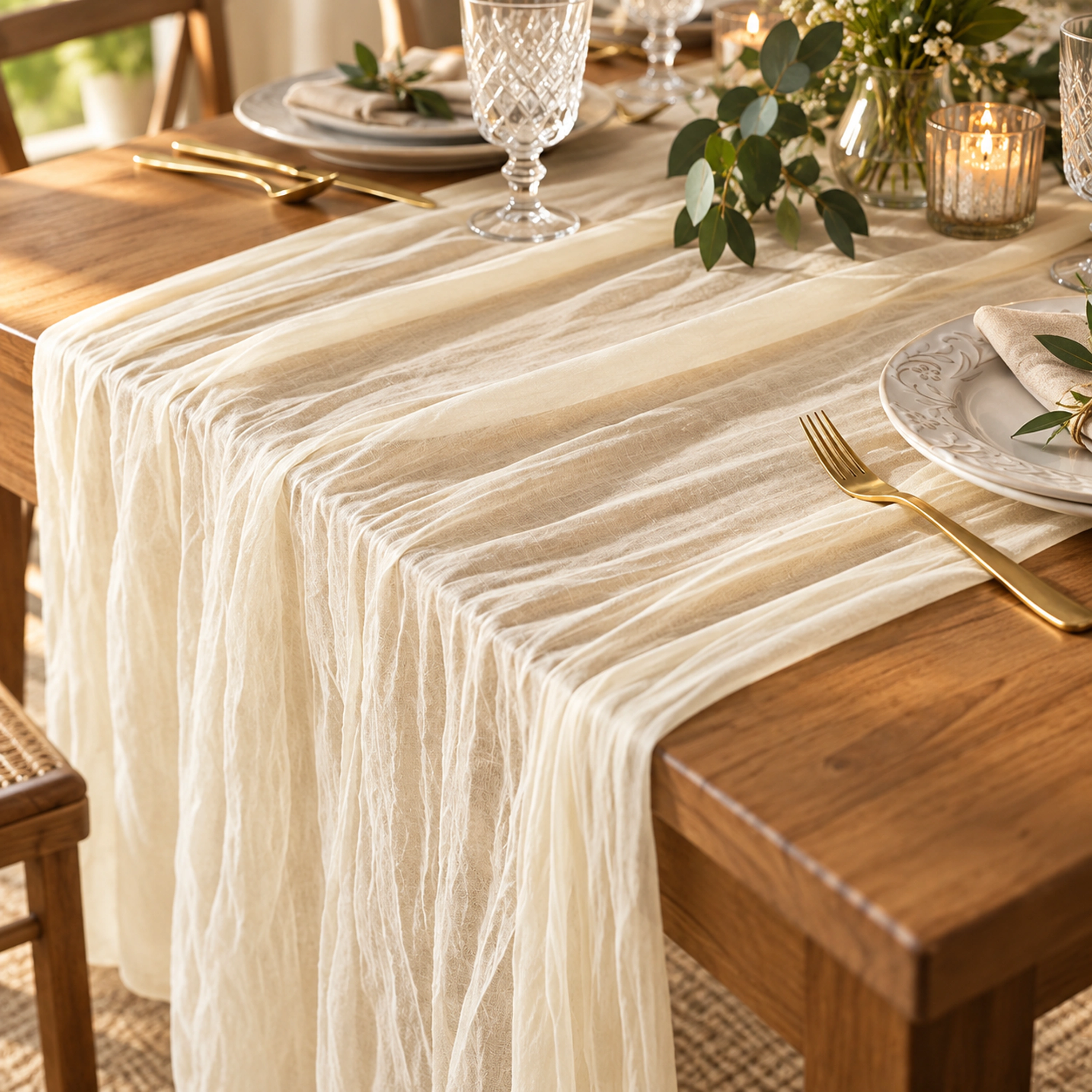 Corredor de Mesa 90 × 400 CM de Poliéster para Decoración de Mesa