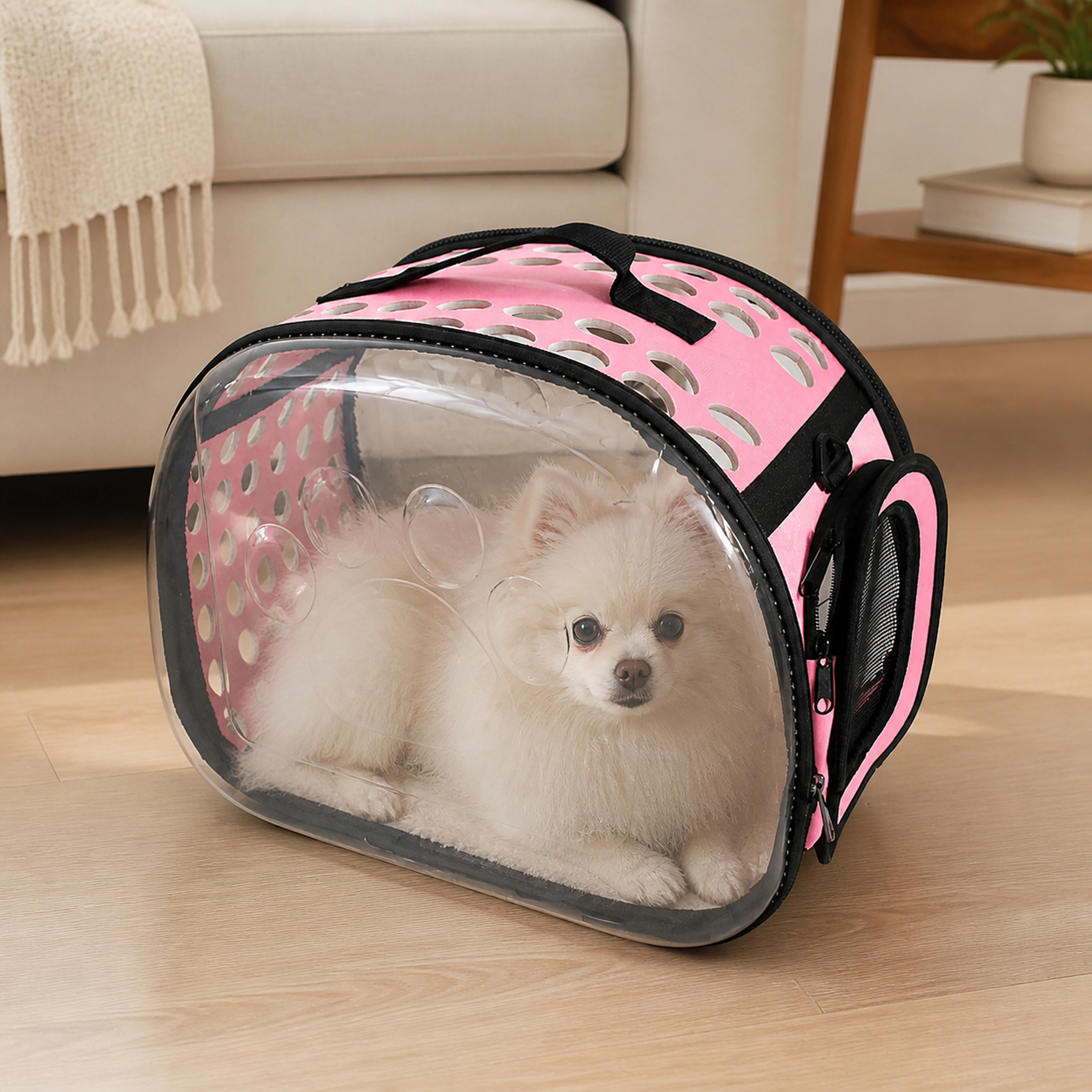 Bolso Transportador para Mascotas 42×28×33cm PVC Plegable Plegable Transparente