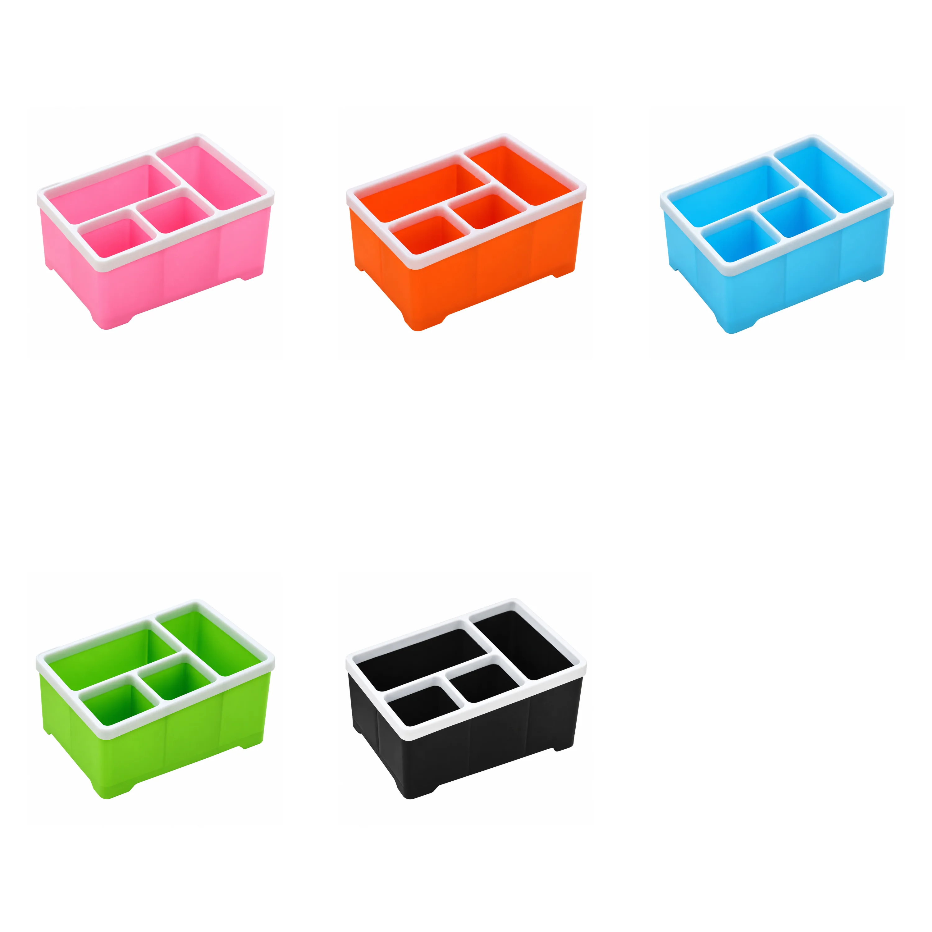 Caja Organizadora de Plástico de 4 Compartimentos para Escritorio 18×13×9.5 cm
