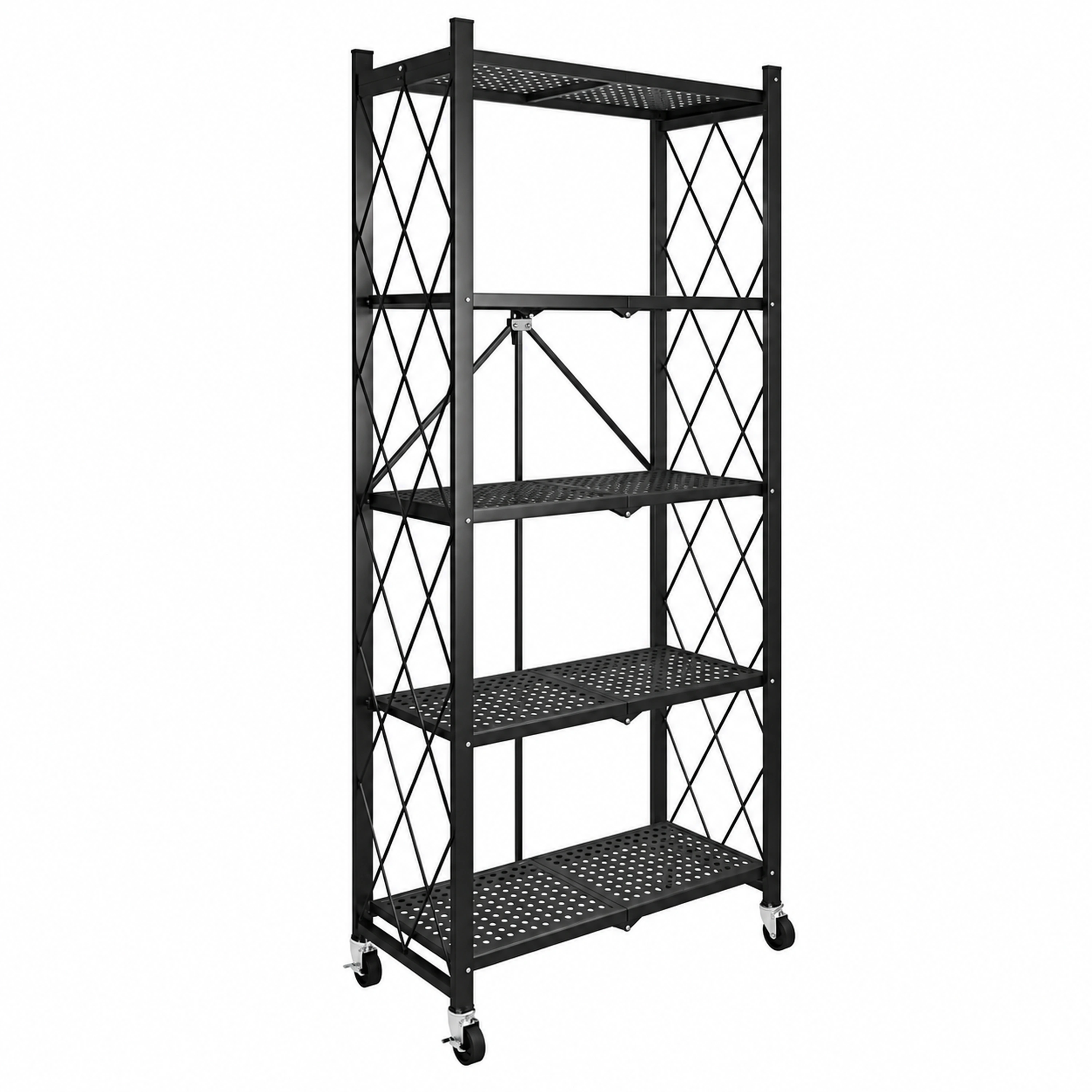 Estantería Plegable de 5 Niveles de 71 x 38 x 160 cm de Acero Inoxidable para Cocina y Microondas, sin Instalación