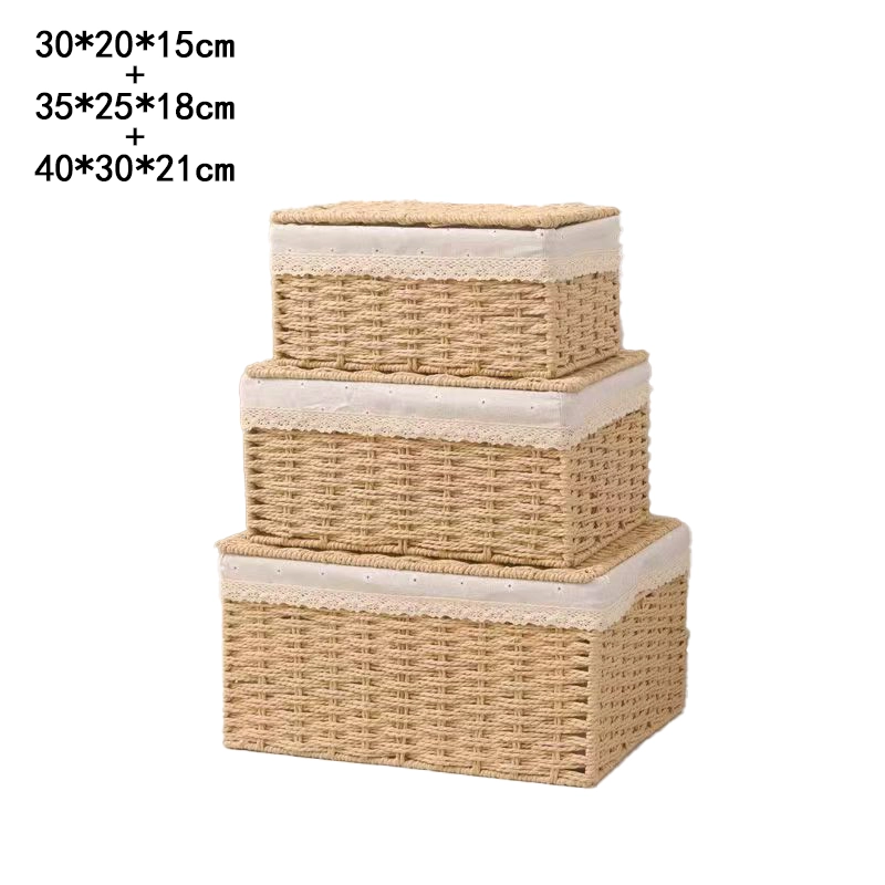 Cesta de Almacenamiento Madera de Bambú Madera Clara 30*20*15cm+35*25*18cm+40*30*21cm
