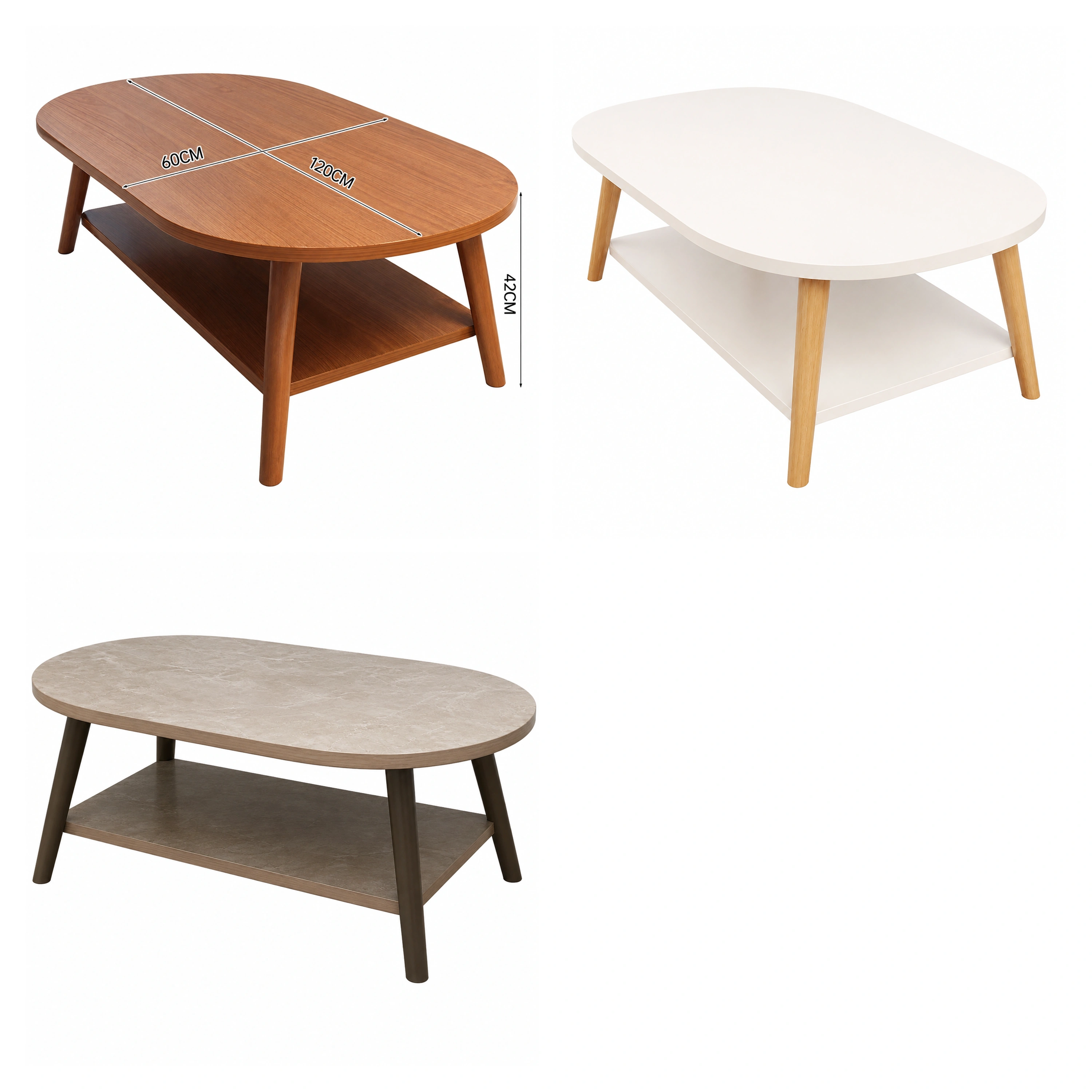 Mesa de Centro 120×60×42cm Tablero de Densidad (MDF) Surtido image 2