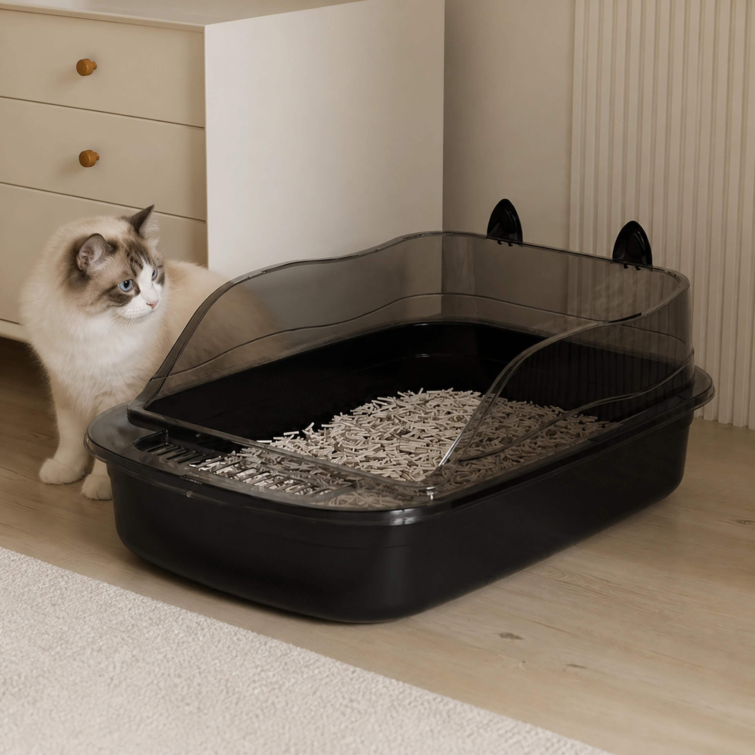 Caja de Arena para Gatos 50×34×18cm Plástico