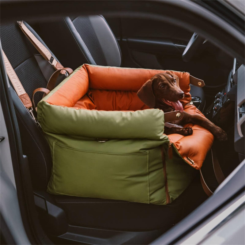 Cama de Auto para Mascotas 46×40×40cm PU + Esponja Verde