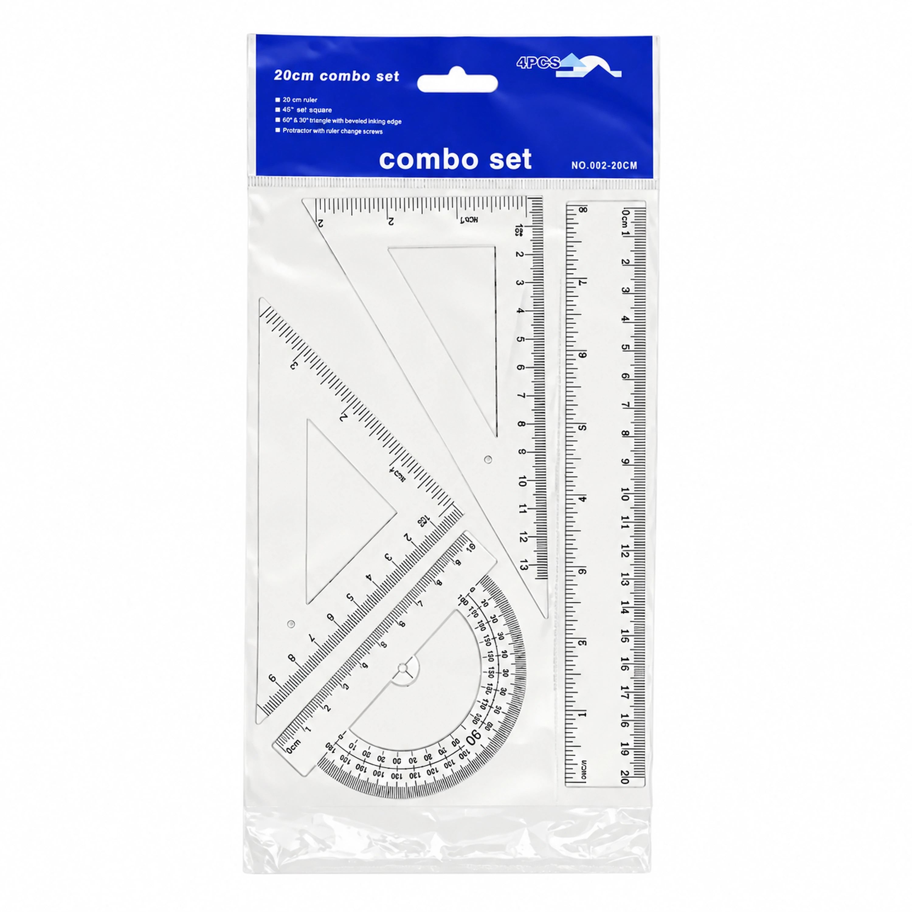 Juego de Reglas 4 Piezas 15 cm de Plástico para Dibujo y Medición
