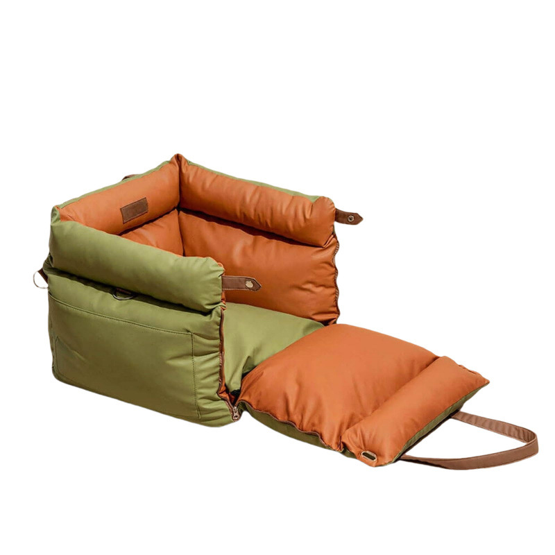 Cama de Auto para Mascotas 46×40×40cm PU + Esponja Verde