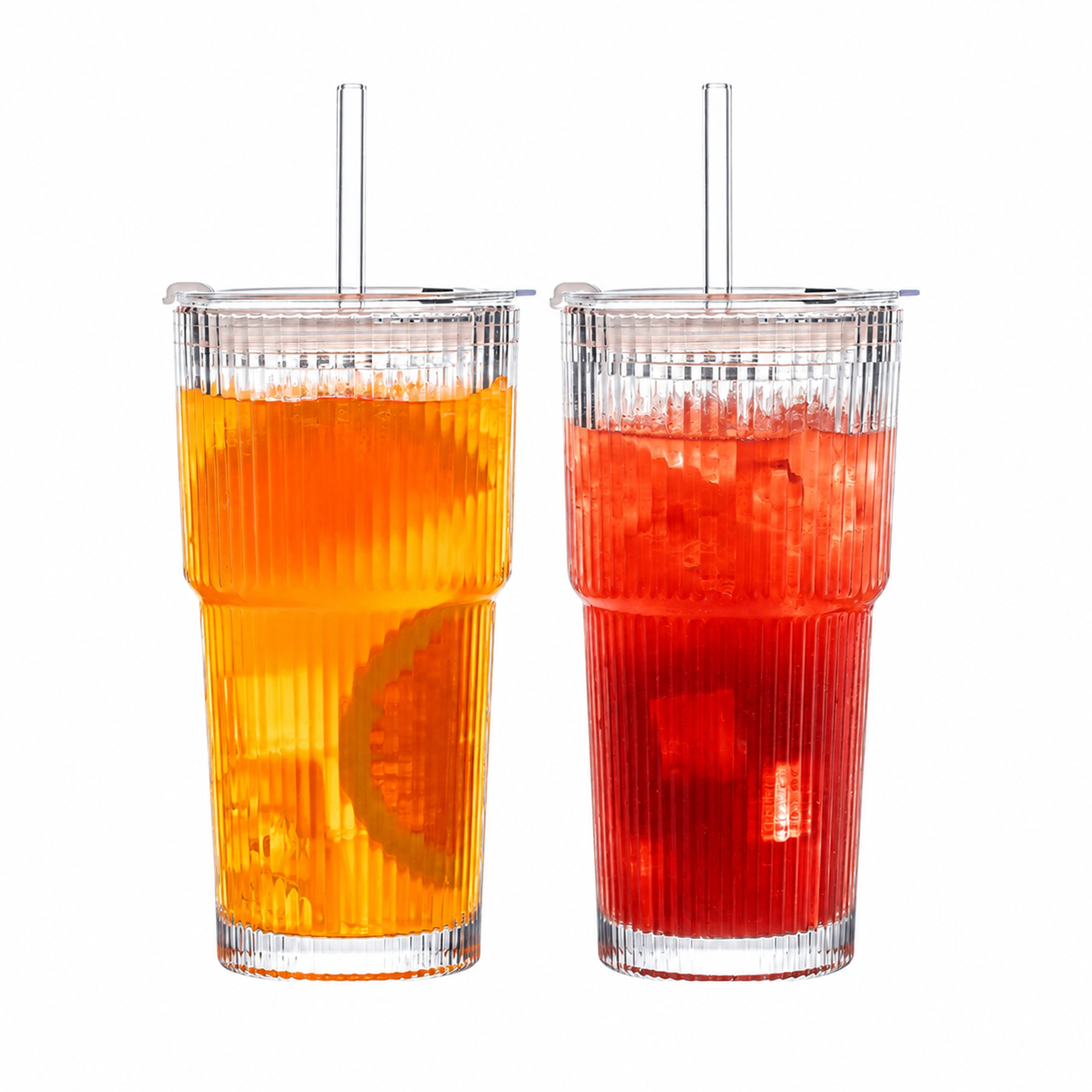 Vaso de Vidrio con Popote 20 oz de Vidrio Sódico Cálcico para Té y Café