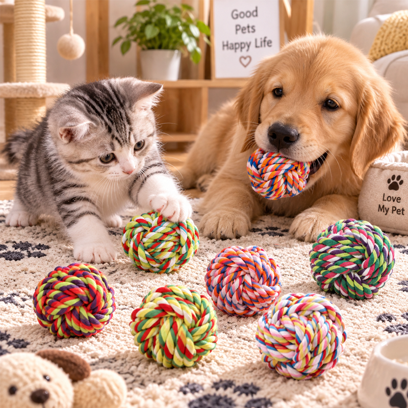 Varios Tamaños para Perro Bola de Algodón para Mascar Limpieza Dental Poliéster Surtido image 1