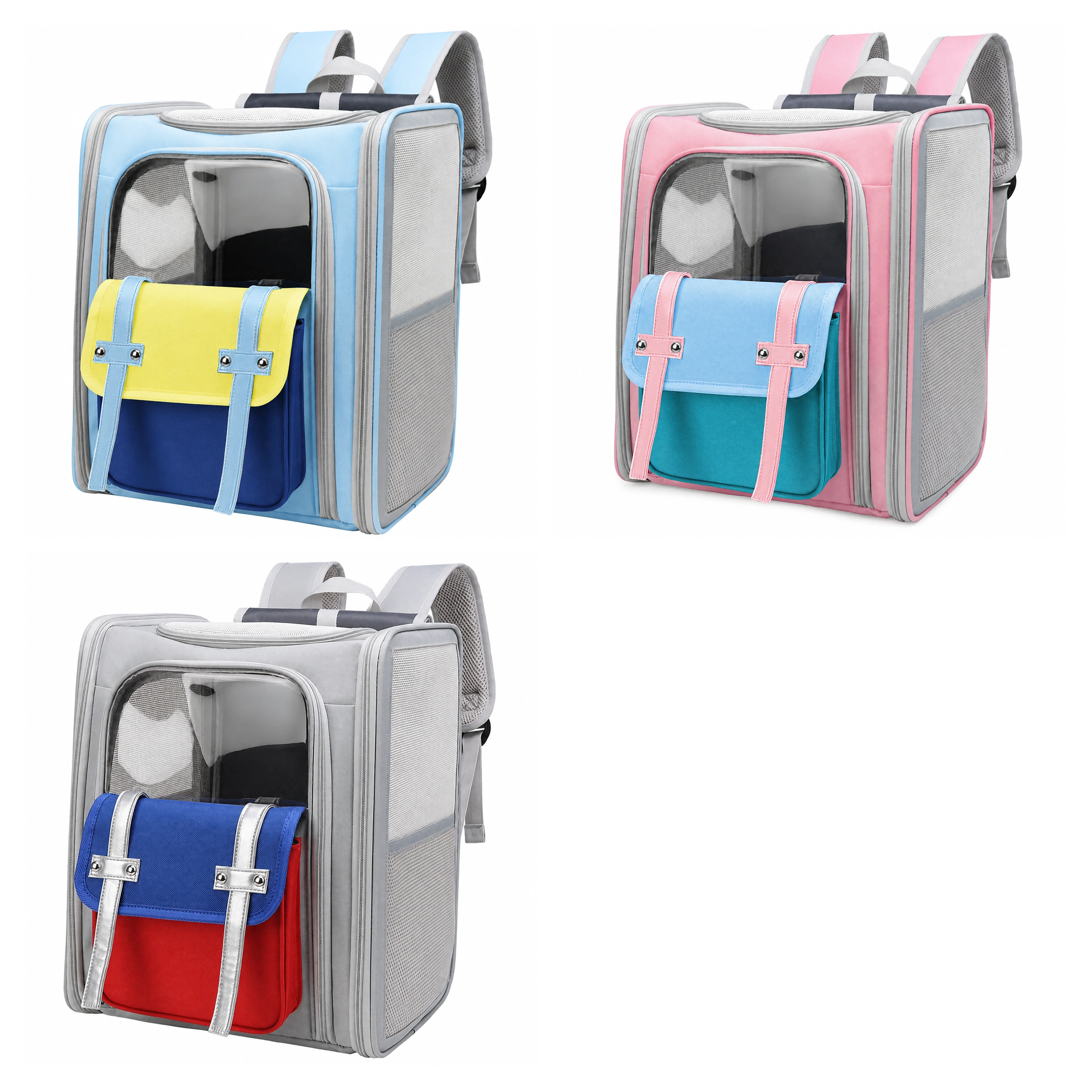 Bolso Transportador para Mascotas 33×23×39cm 600D Malla Colores Contrastantes