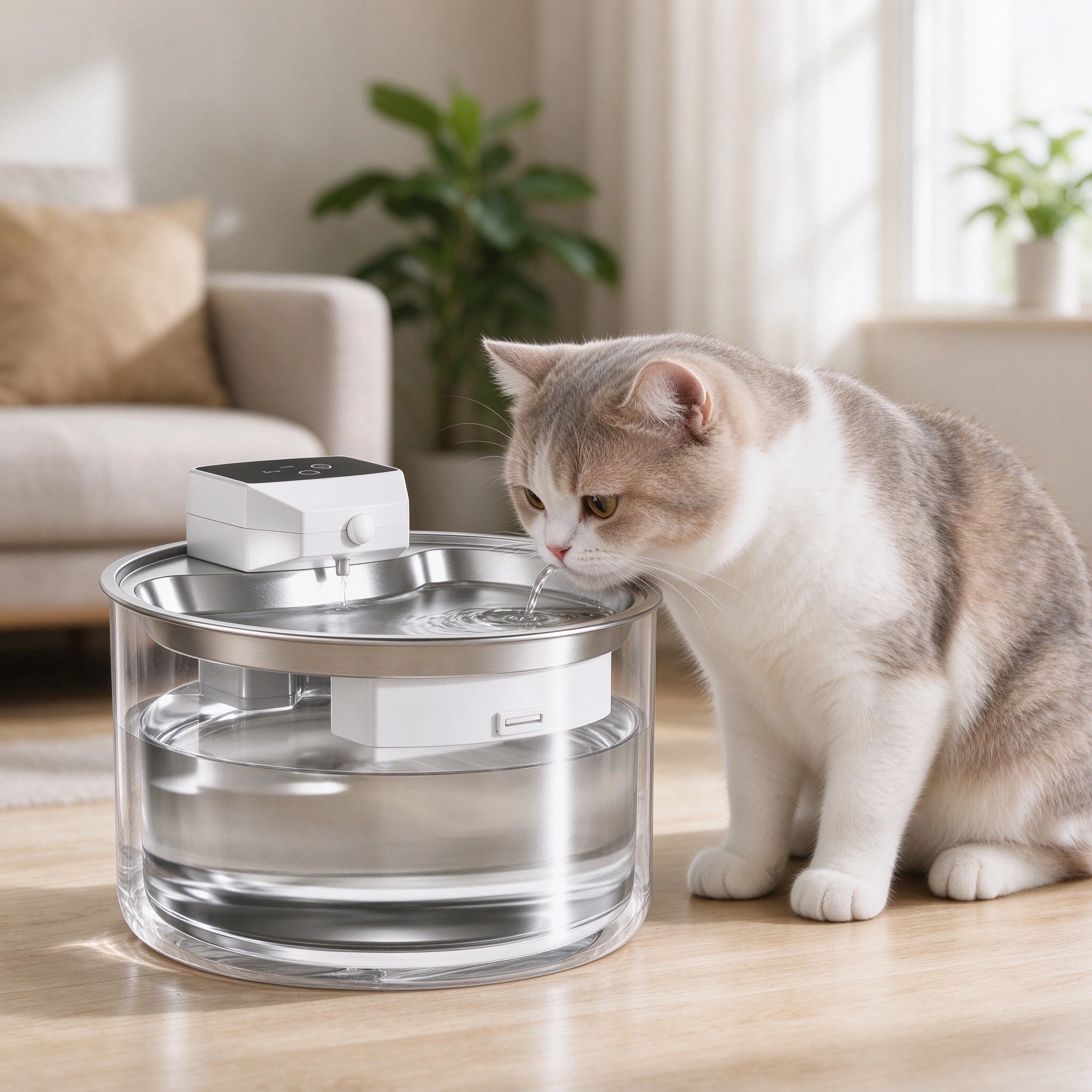 Bebedero para Gatos 3 L de Plástico y Acero Inoxidable para Mascotas image 1