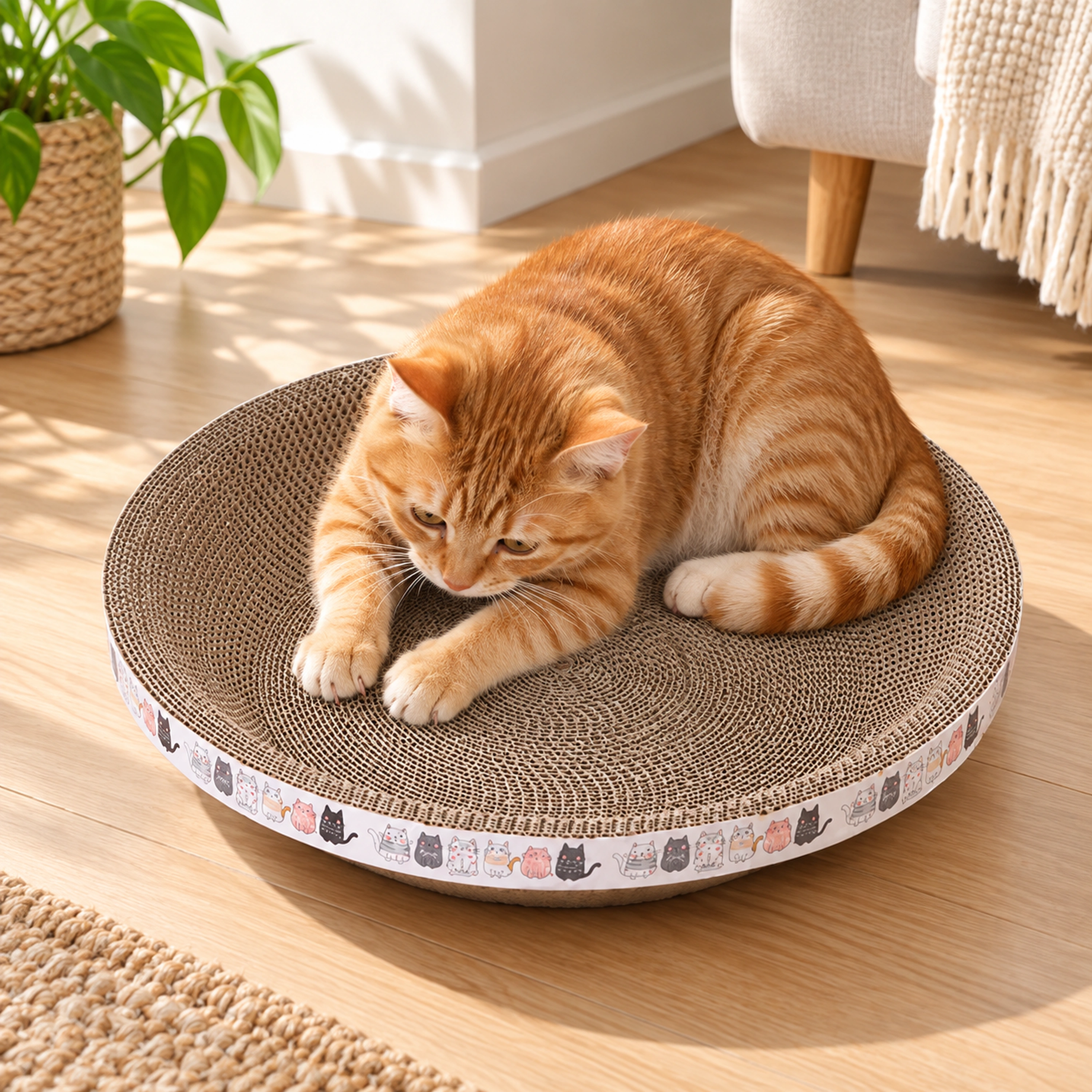35*35cm Rascador para Gato Cartón Ondulado