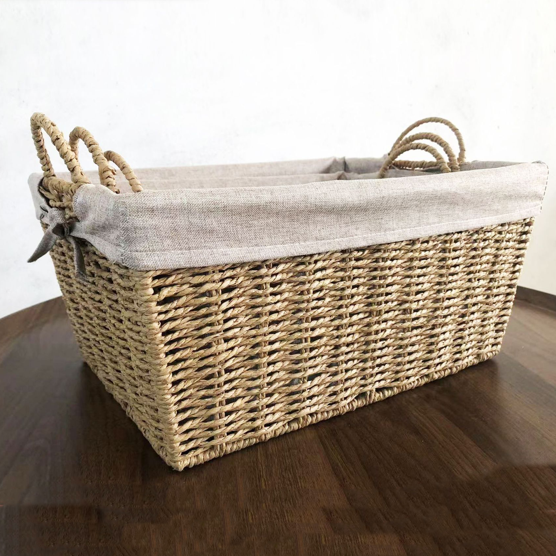 Cesta de Almacenamiento de 3 Piezas Cuerda de Papel + Marco de Hierro + Tela de Algodón y Lino Surtido image 1