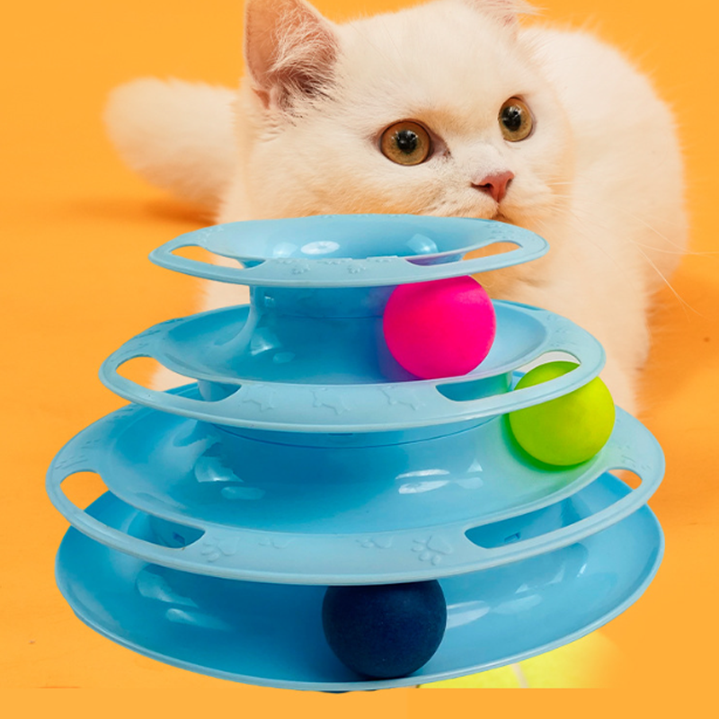 Plato Giratorio de Tres Niveles para Gato 24*24*13cm Plástico Surtido