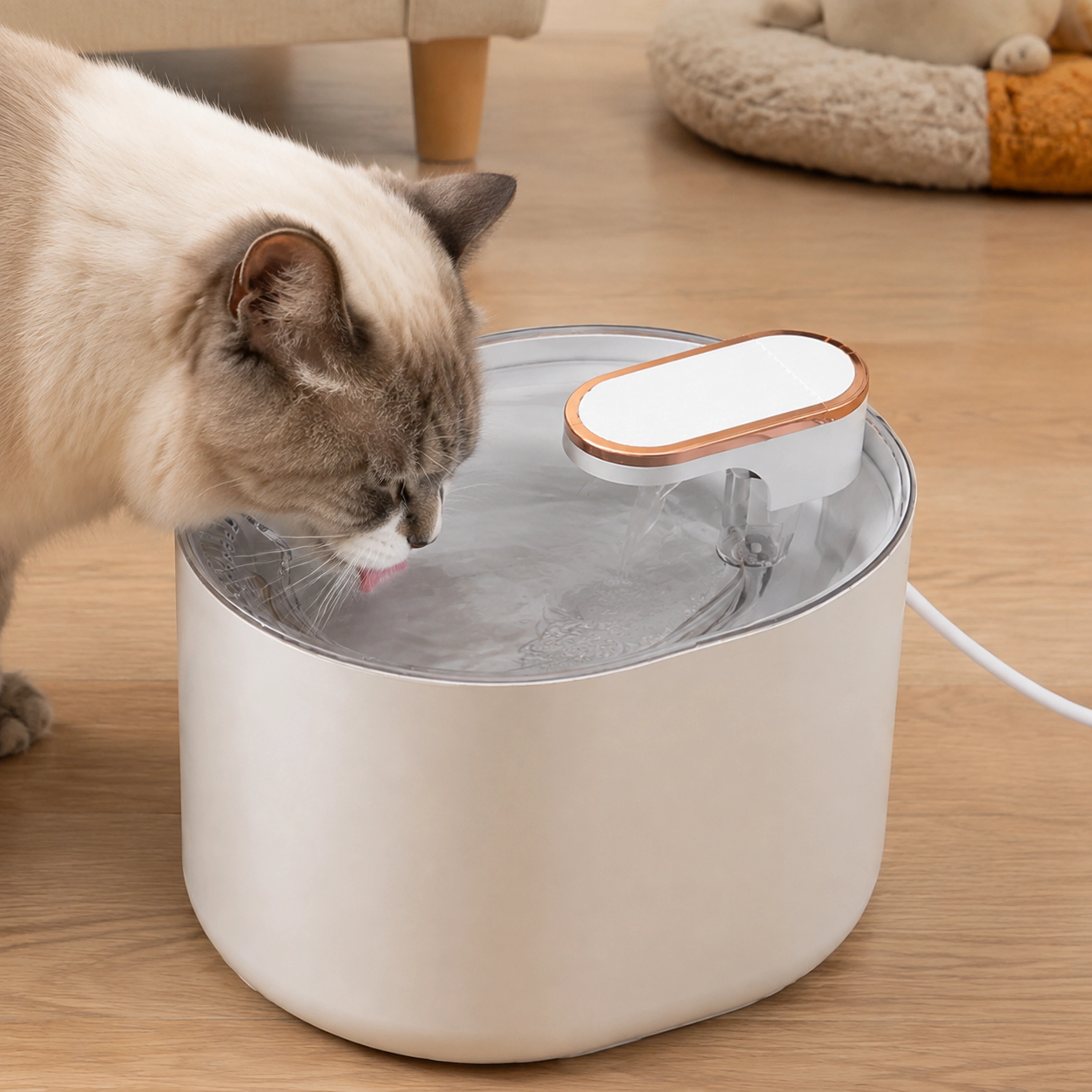 Fuente de Agua para Mascotas 20.5×17.5×15cm Plástico Blanco