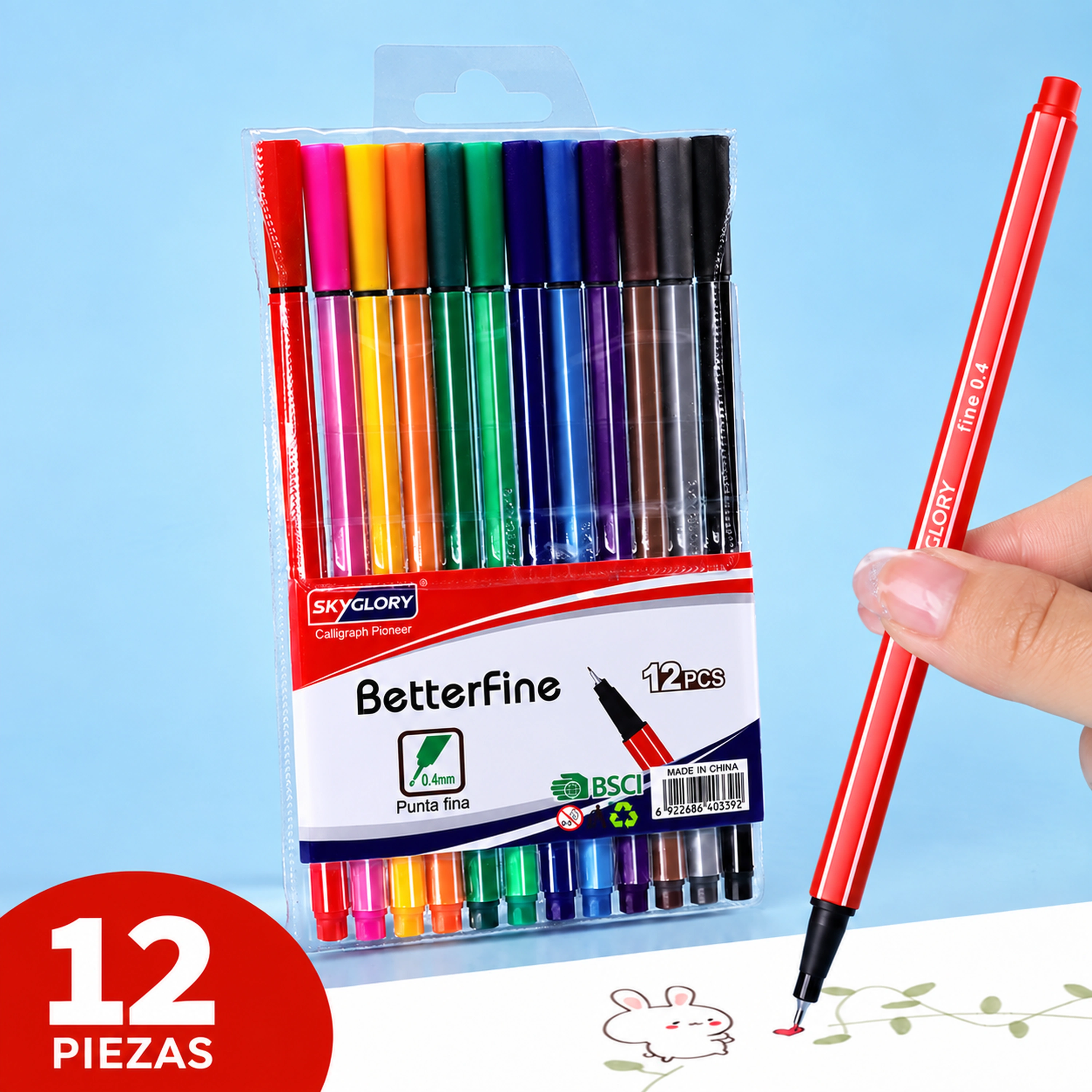 Rotulador de Punta Fina 12 Piezas de Plástico para Escritura