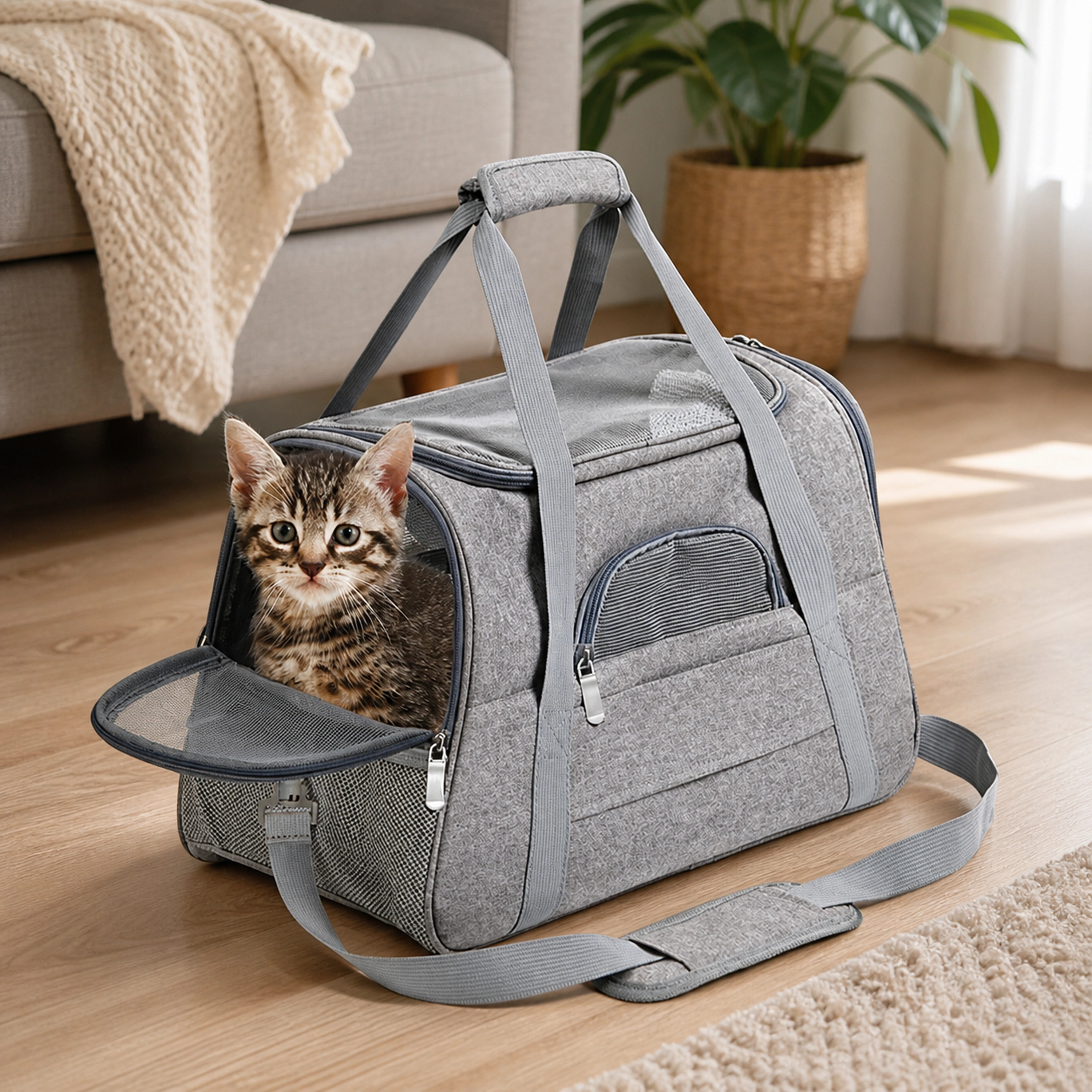 Bolso Transportador para Mascotas 44×28×25cm Lona Oxford Plegable
