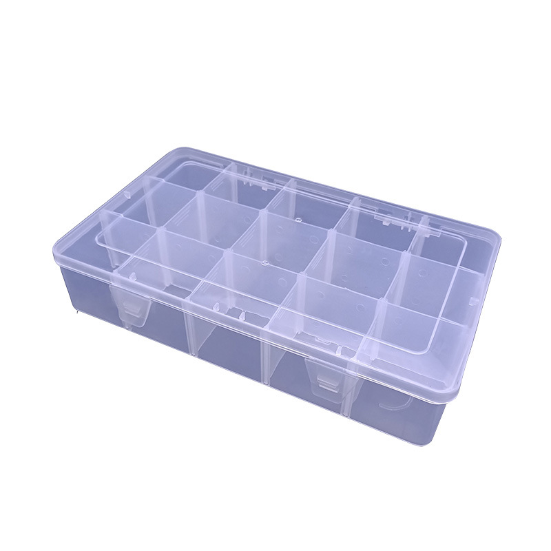 Caja de Almacenamiento 27.6*16.5*5.5cm Plástico de 15 Compartimentos Transparente