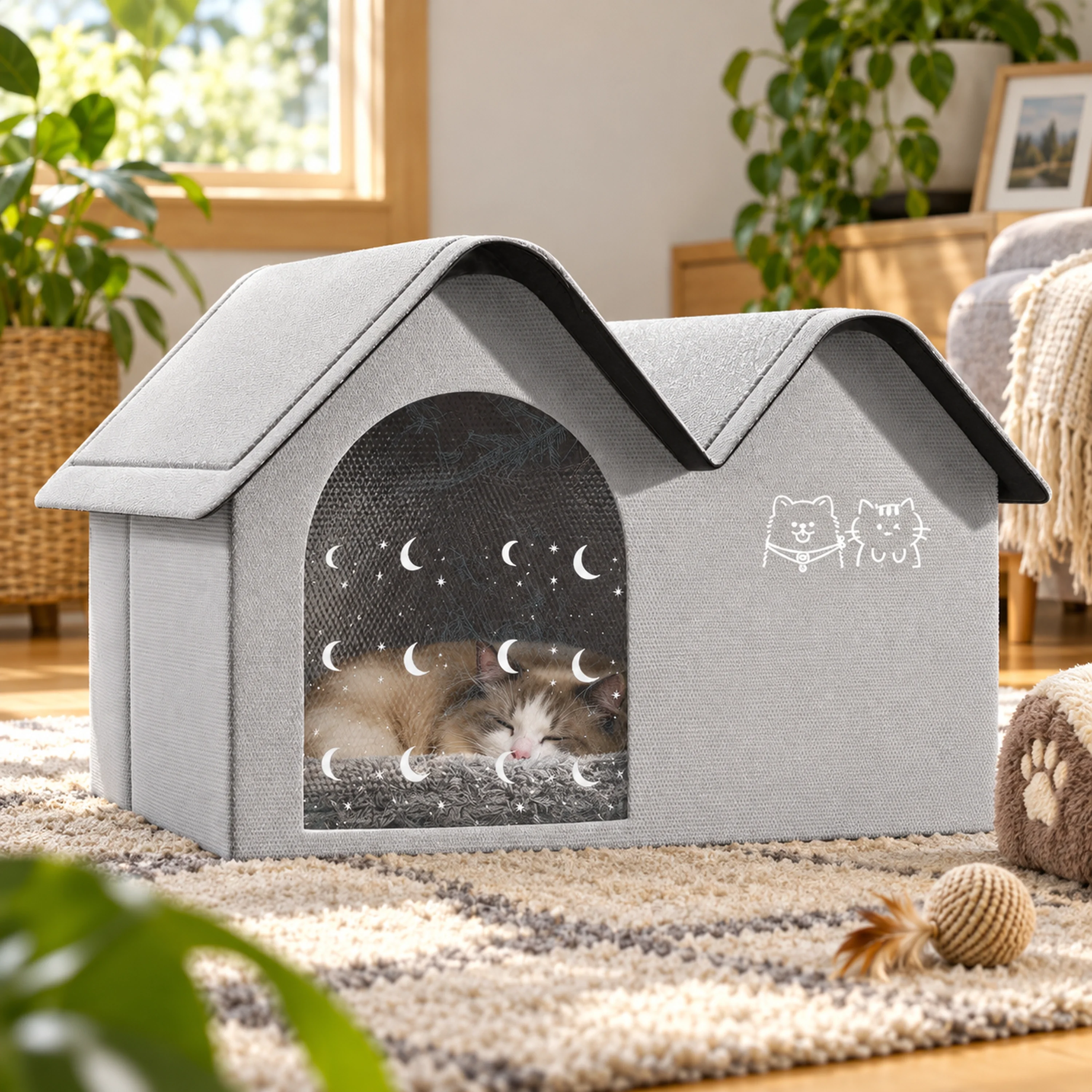 47*36*39cm Térmico Casa para Gato Lona Oxford