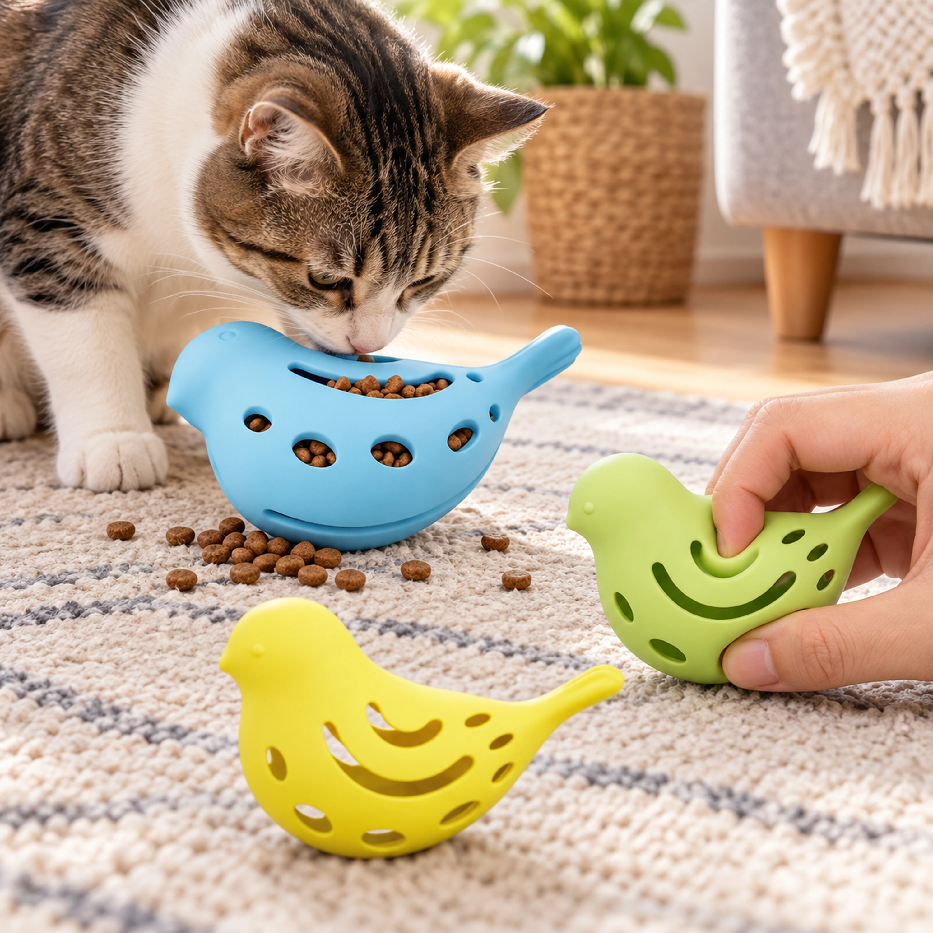Juguete Dispensador de Comida para Gatos 10.2 × 6.8 CM de Silicona para Gatos