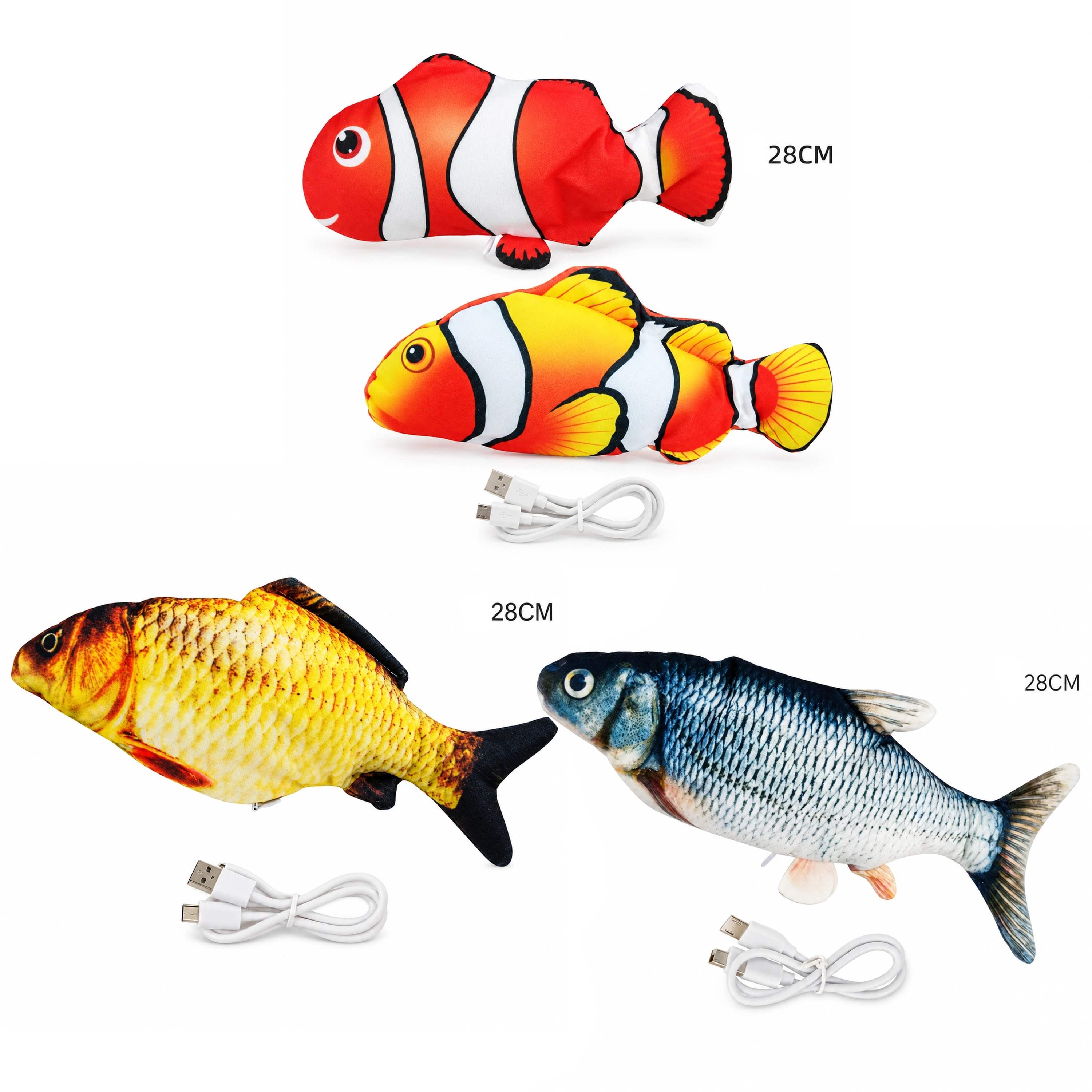 Juguete Eléctrico con Forma de Pez para Mascotas, 28 cm, de Fieltro
