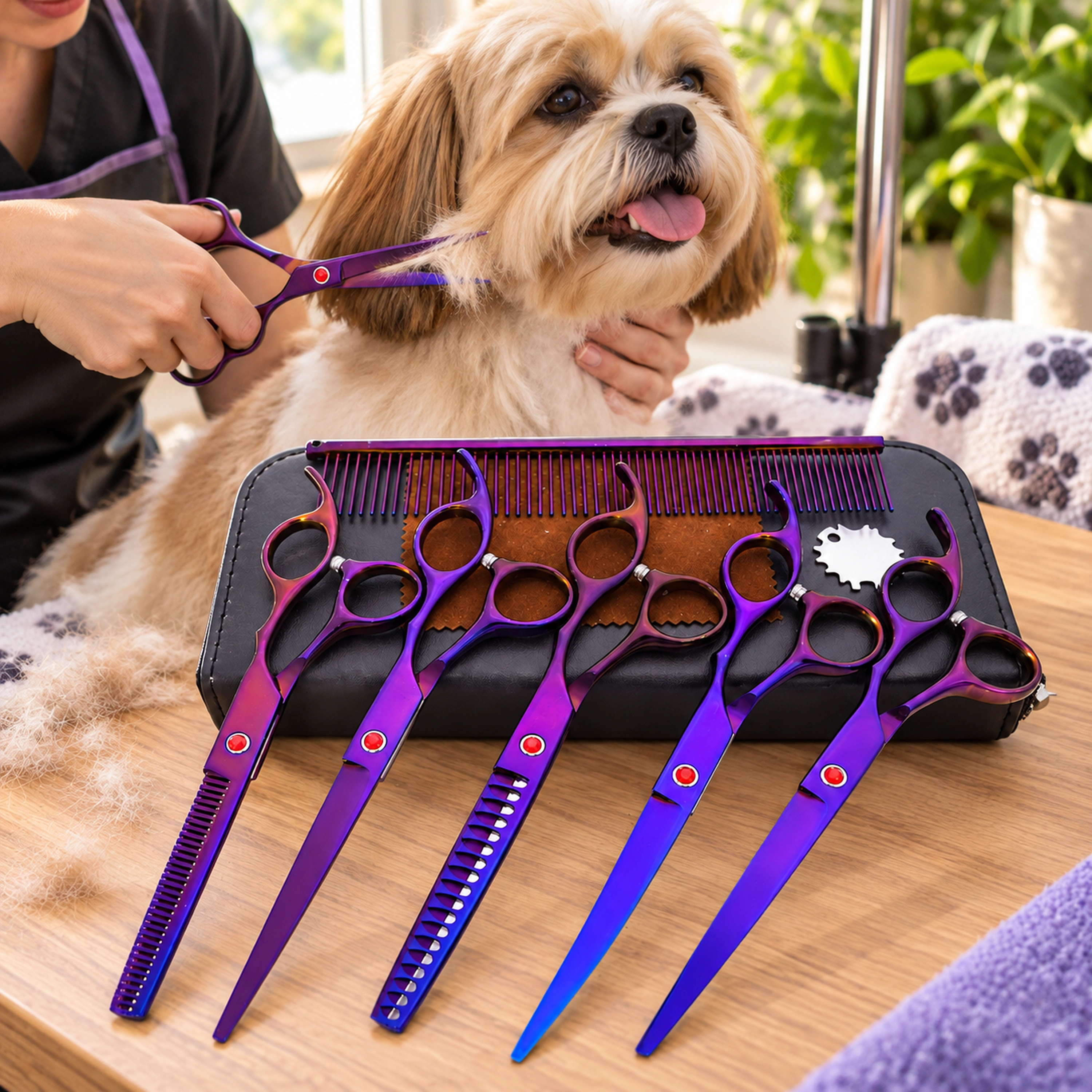 Tijeras de Peluquería para Mascotas 9 Piezas 7 Pulgadas de Acero Inoxidable para Mascotas
