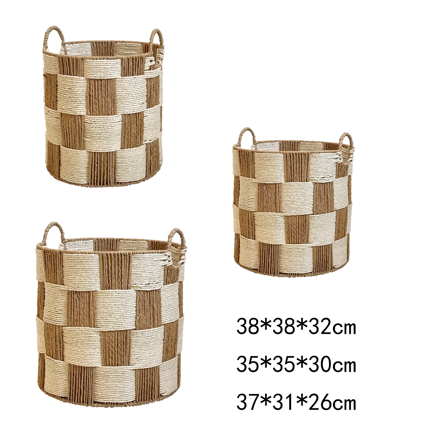 Canasta Organizadora 3 Piezas de Papel y Junco para Objetos Varios
