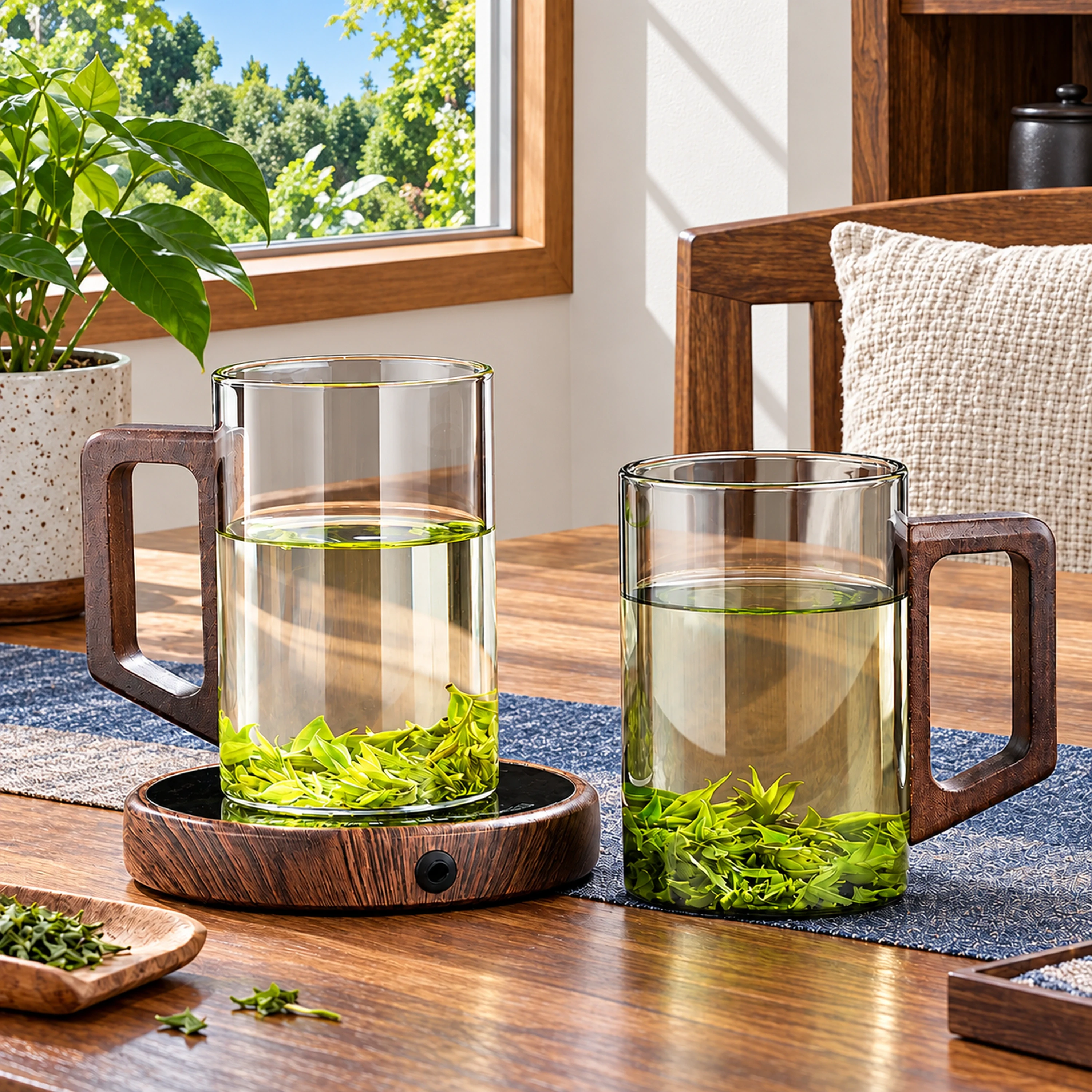 470ml Vaso de Vidrio Grueso Madera Maciza para el Hogar