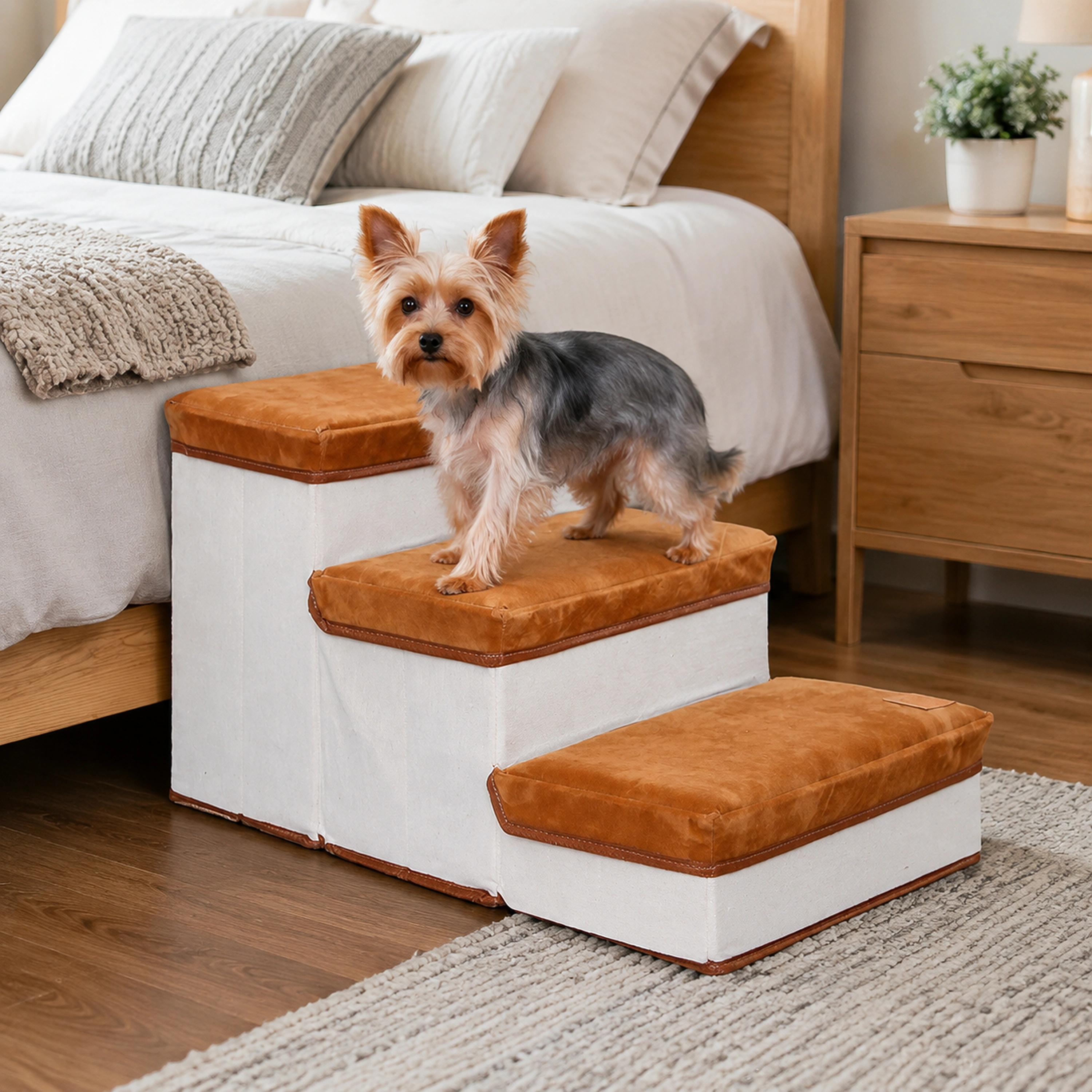 Escalera para Mascotas 35×60×30cm Terciopelo Plegable Reforzada Antideslizante Surtido