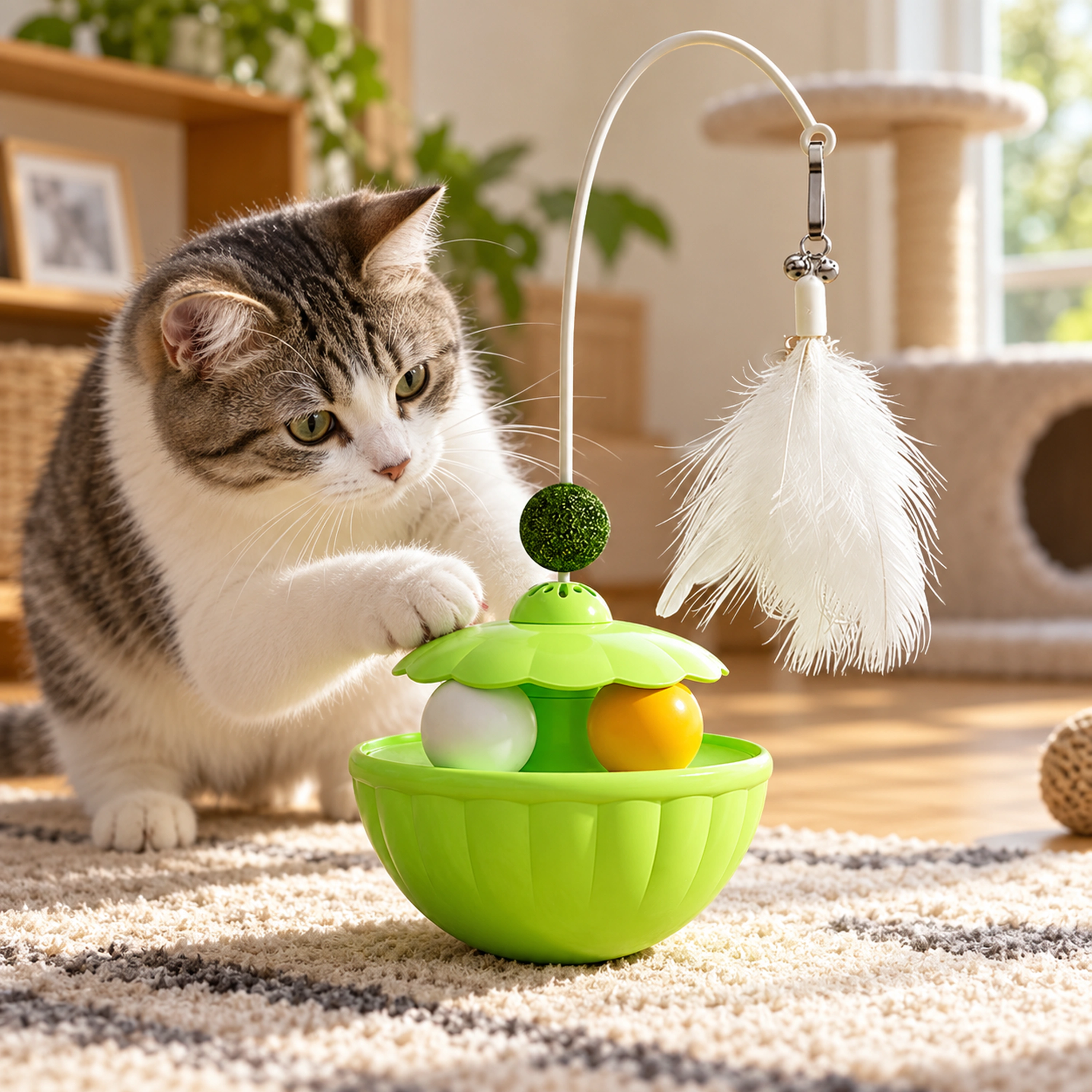 Juguete Dispensador de Comida con Base Inestable 25 × 9 CM de Plástico para Gatos image 1