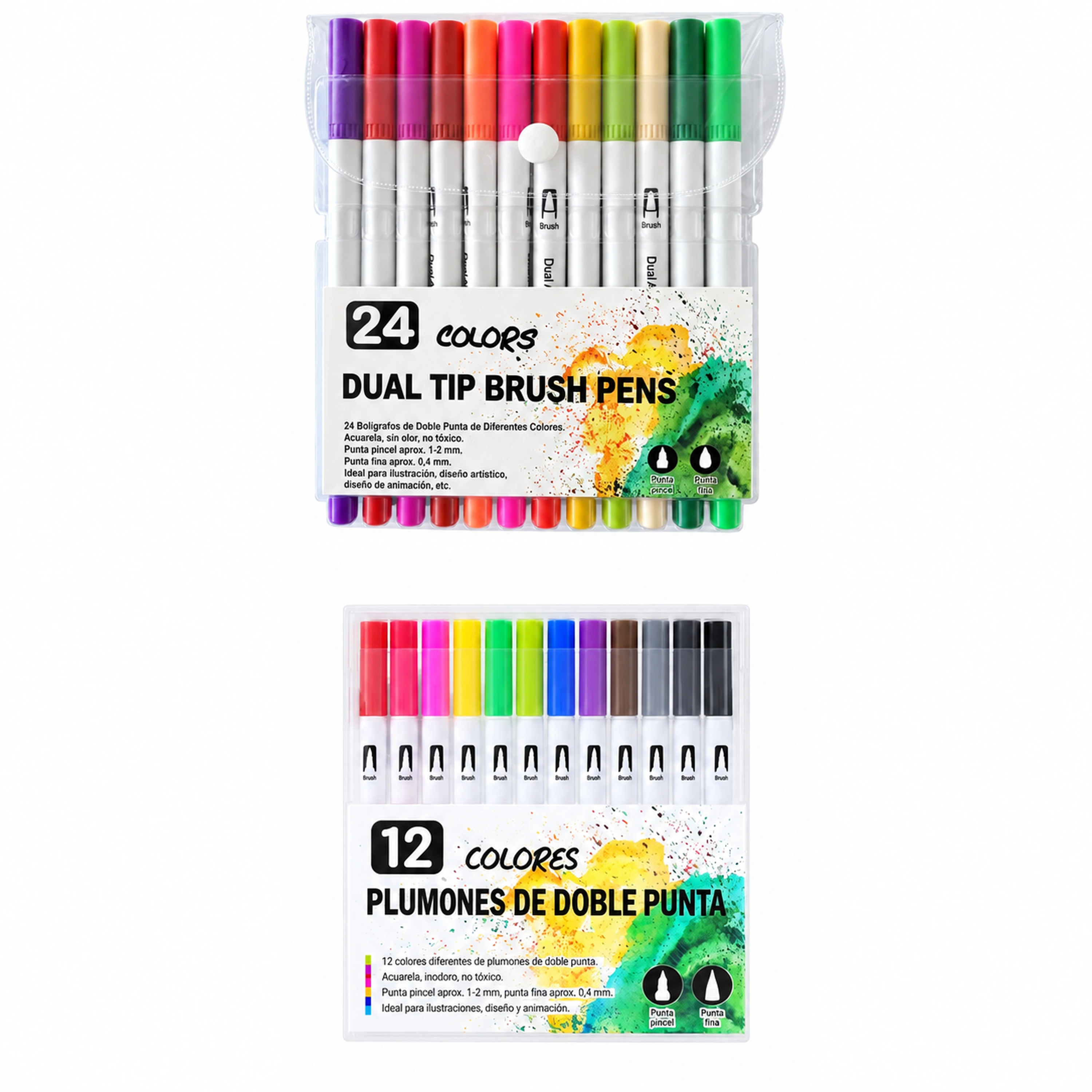 Rotulador Fino de Doble Punta 24 Piezas de Plástico para Escritura image 2