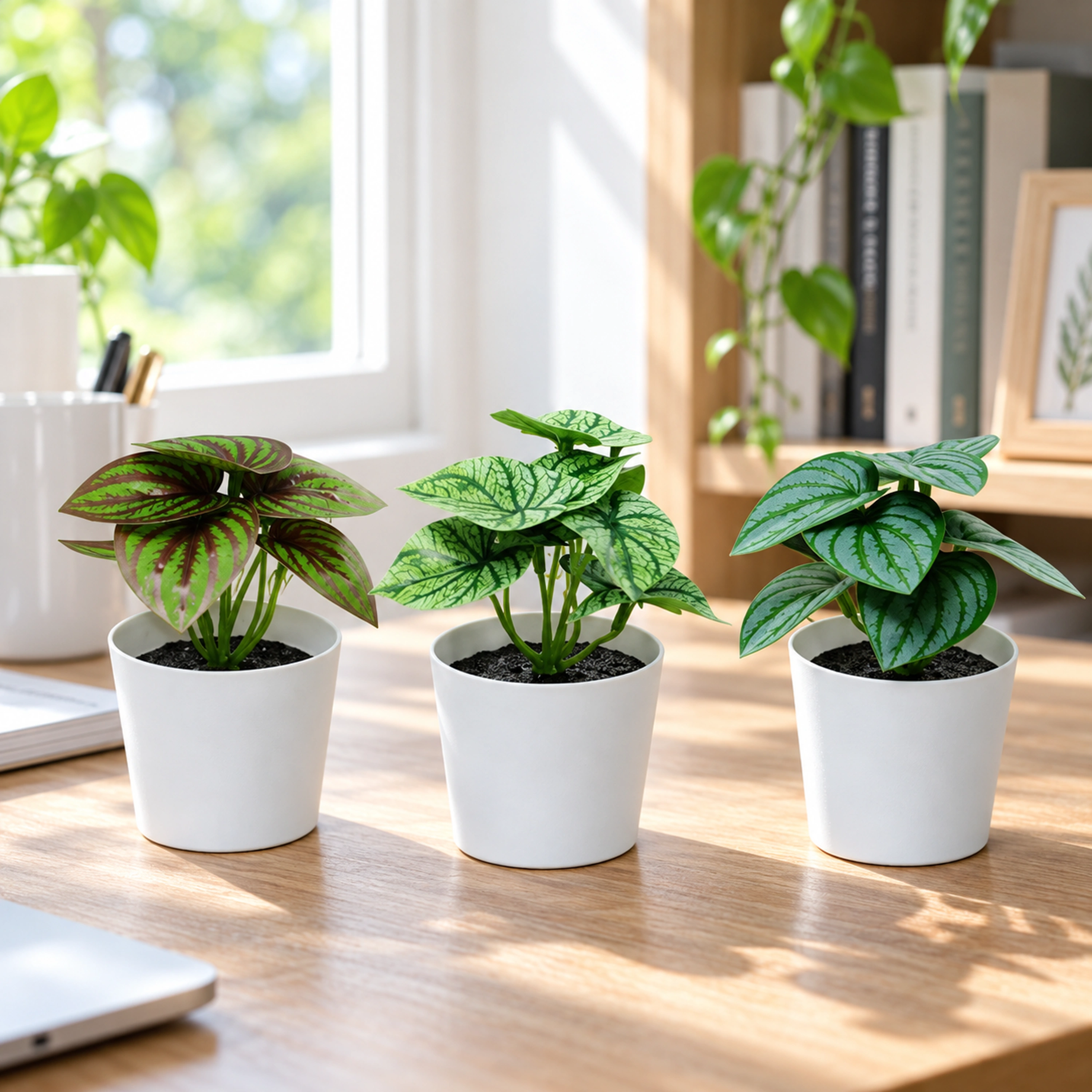 Planta en Maceta Artificial 3 Piezas 11 CM de Plástico para Decoración image 1