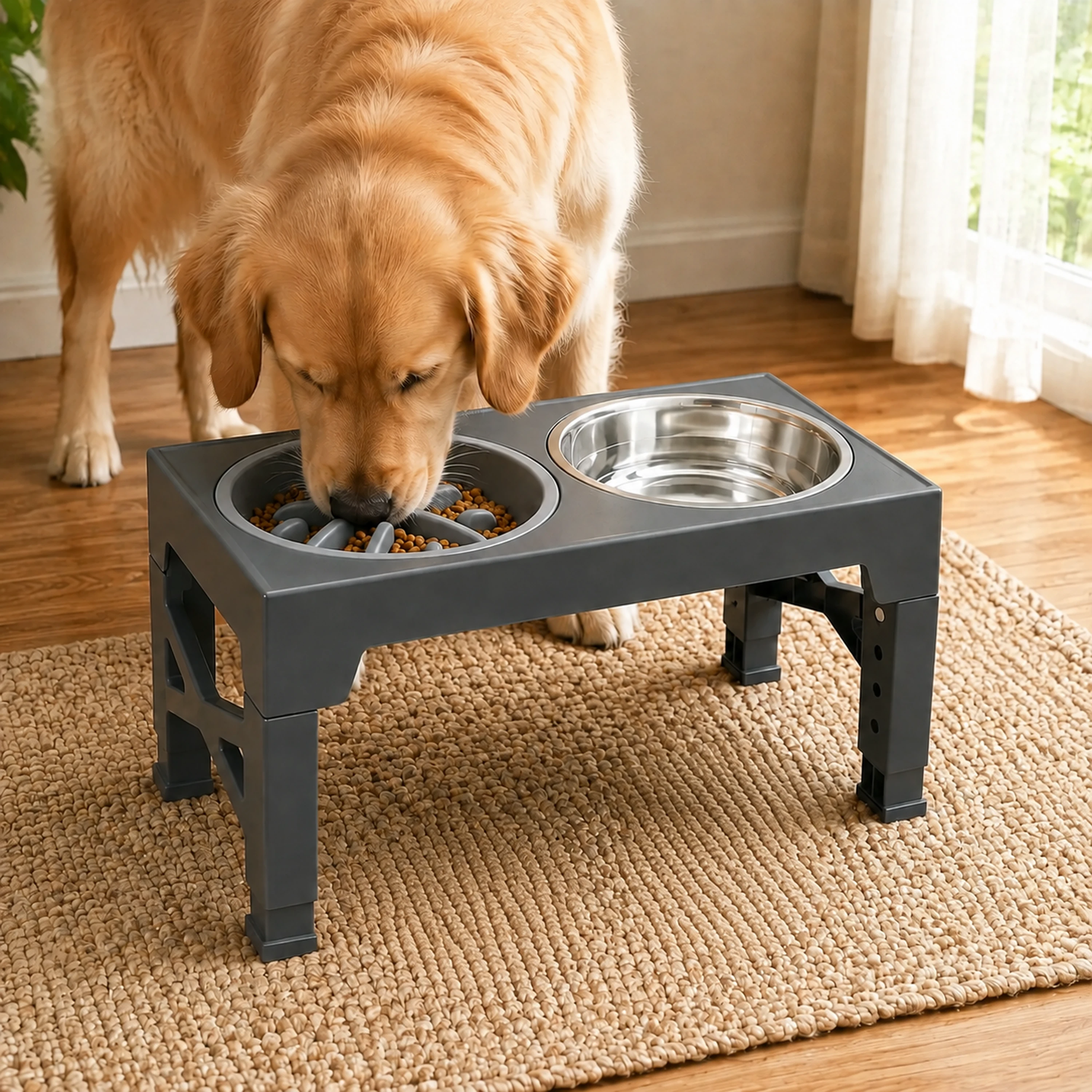 Comedero para Mascotas Acero Inoxidable 43*23*7.8cm