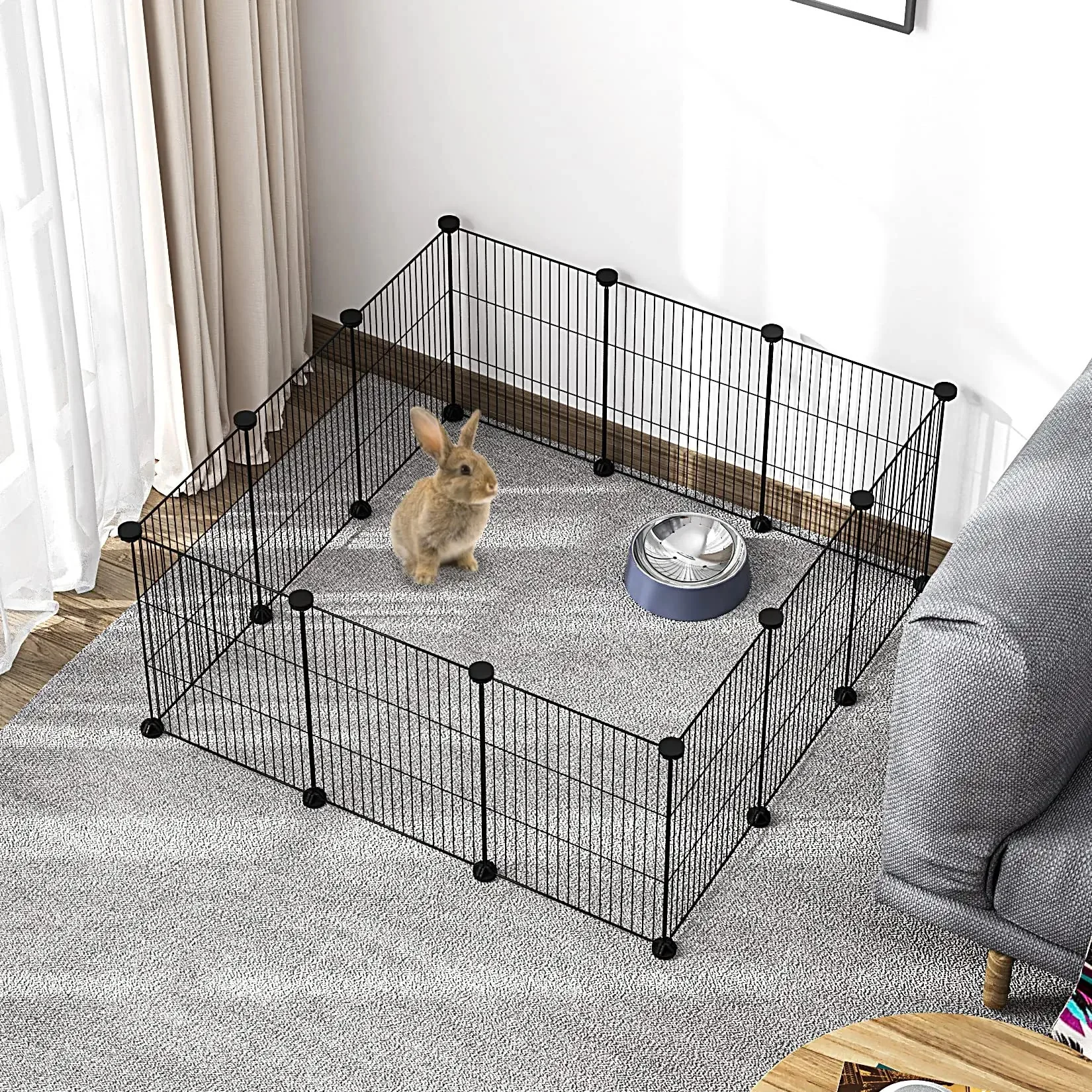 Corral para Mascotas 111×111×74cm Hierro