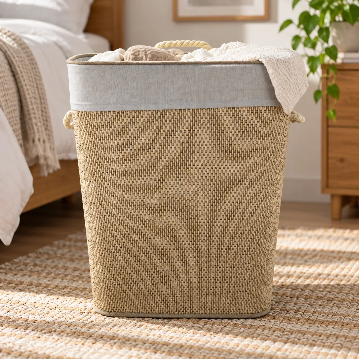 Cesta de Bambú con Tapa 40×30×60 cm, Gran Capacidad para Ropa y Objetos image 1