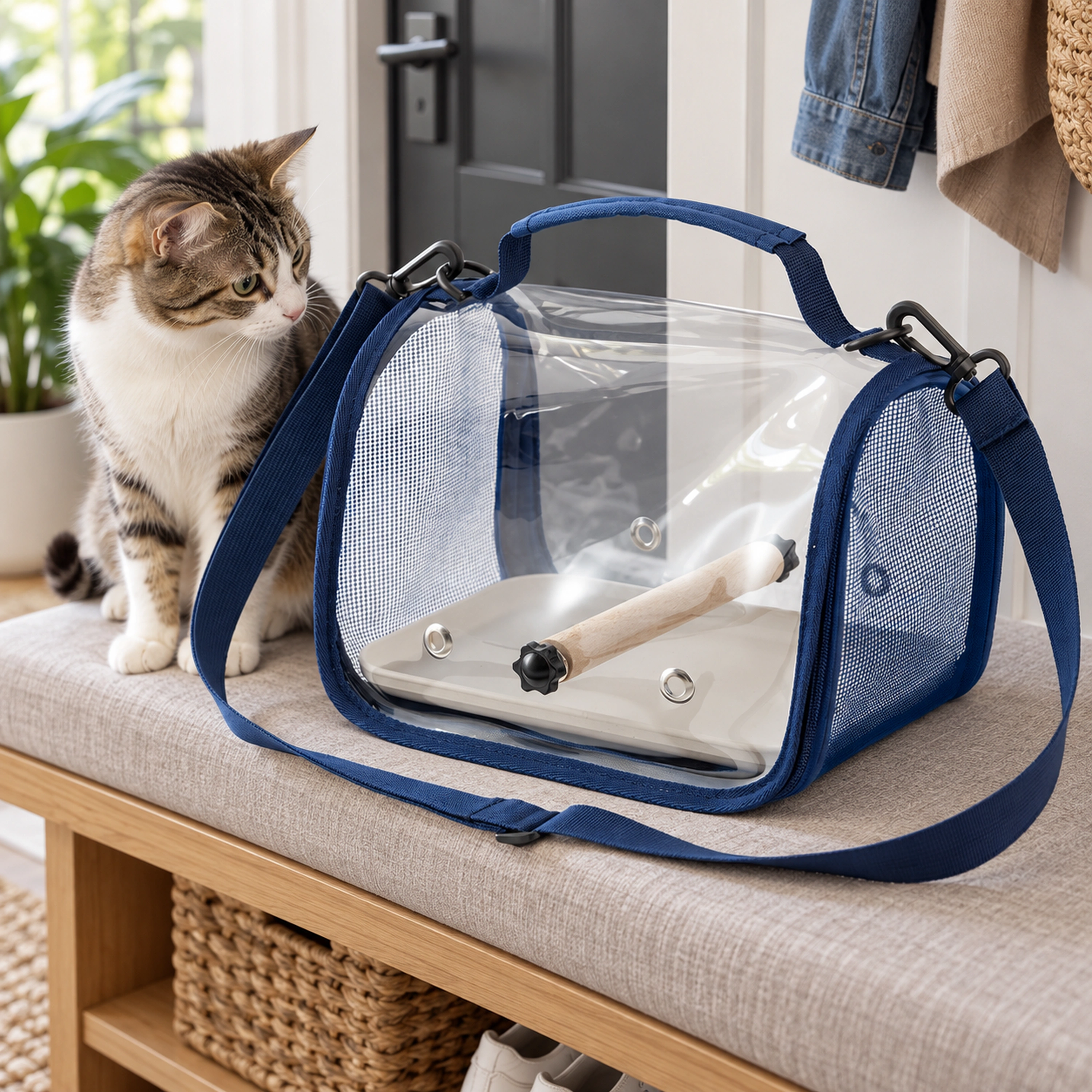 Bolsa de Transporte para Pájaros 27 × 20 × 3 CM de Plástico para Salir con Mascotas image 1