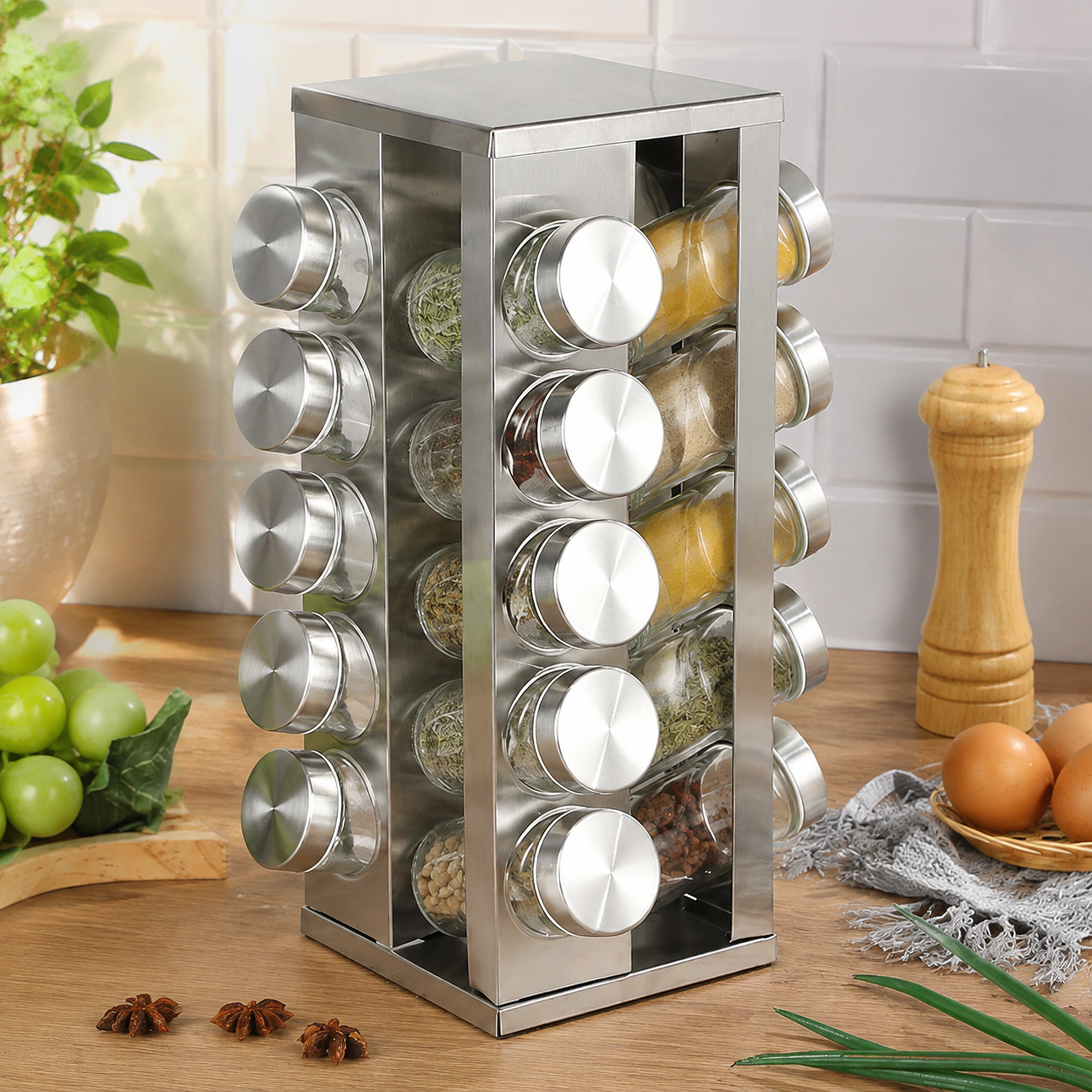 Estante Organizador de Especias 19 × 34 cm de Hierro y Vidrio para Organizar image 1