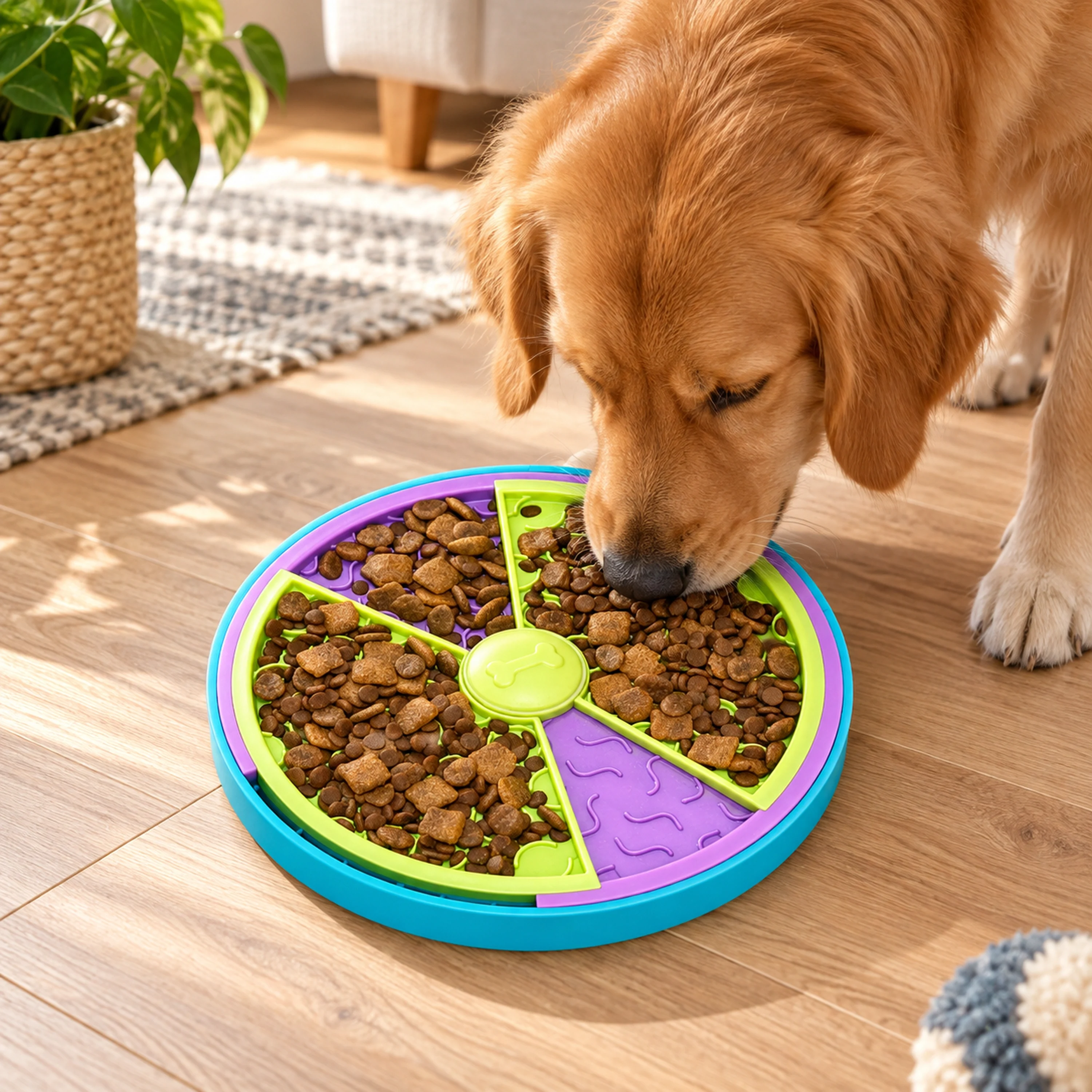 Comedero Giratorio de Alimentación Lenta para Mascotas, 26 × 7.5 cm, de Plástico