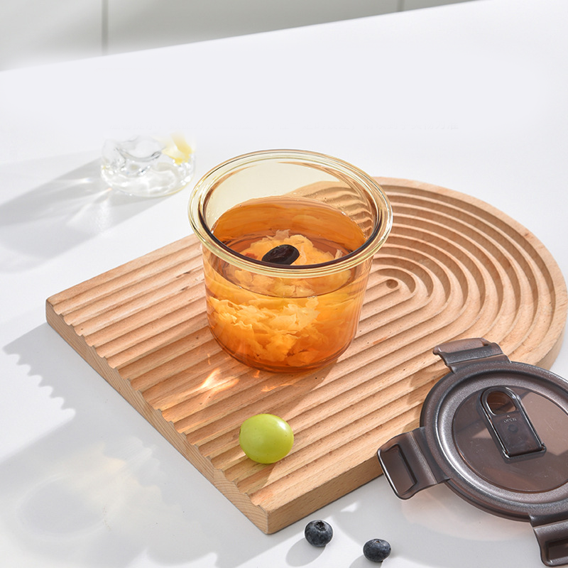 Caja de Almuerzo de Vidrio 700ml Redonda con Tapa