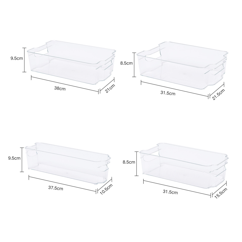 Caja de Almacenamiento Multitamaño sin Tapa PET Transparente